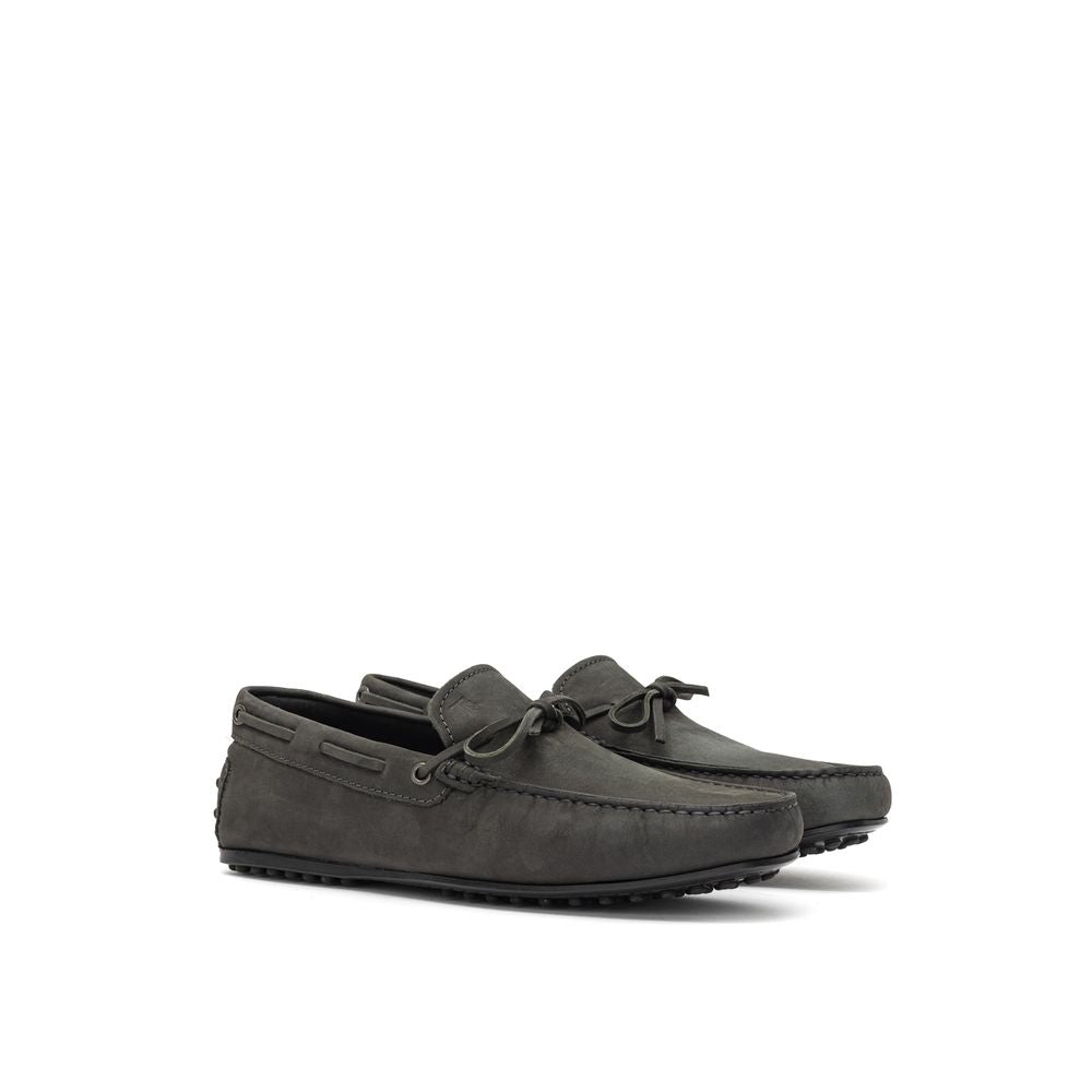 Tod's Gray Nubuc Leather Moccassin Curated Luxury Accessories by Orvyn