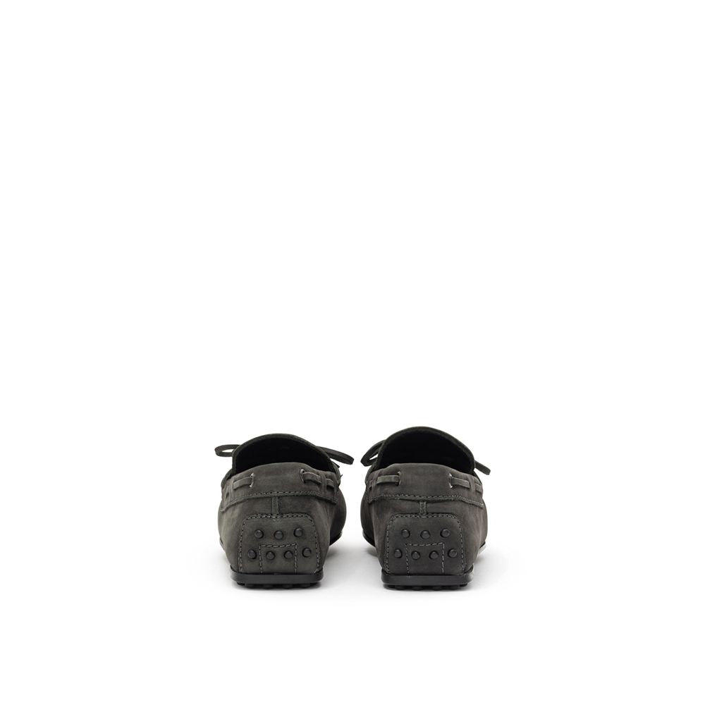 Tod's Gray Nubuc Leather Moccassin Curated Luxury Accessories by Orvyn