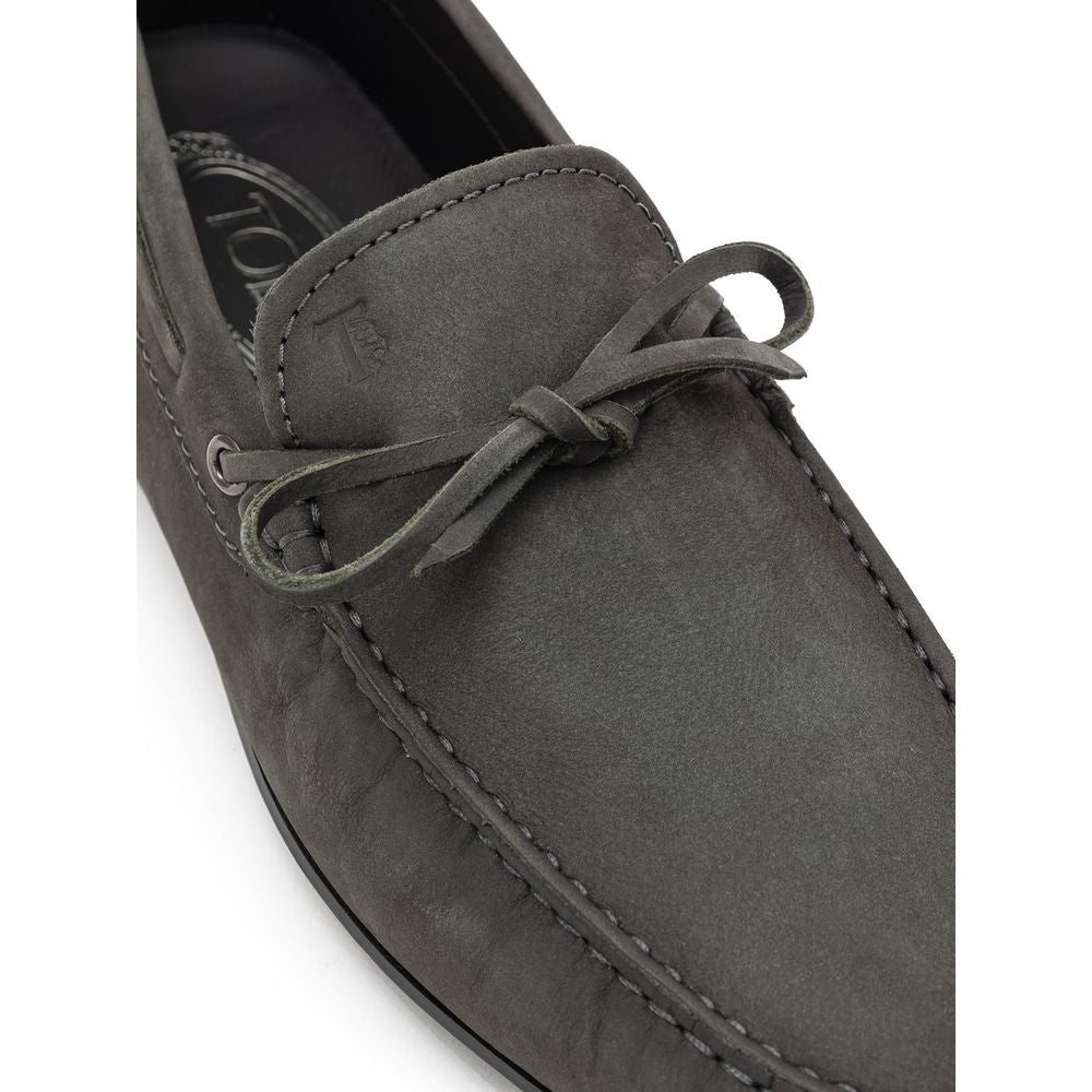 Tod's Gray Nubuc Leather Moccassin Curated Luxury Accessories by Orvyn