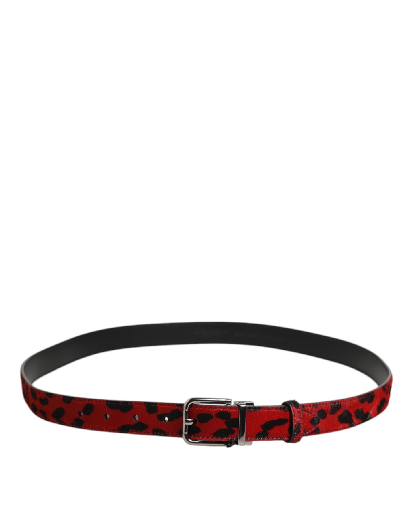 Dolce & Gabbana Red Black Pony Leather Metal Buckle Men Belt Curated Luxury Accessories by Orvyn