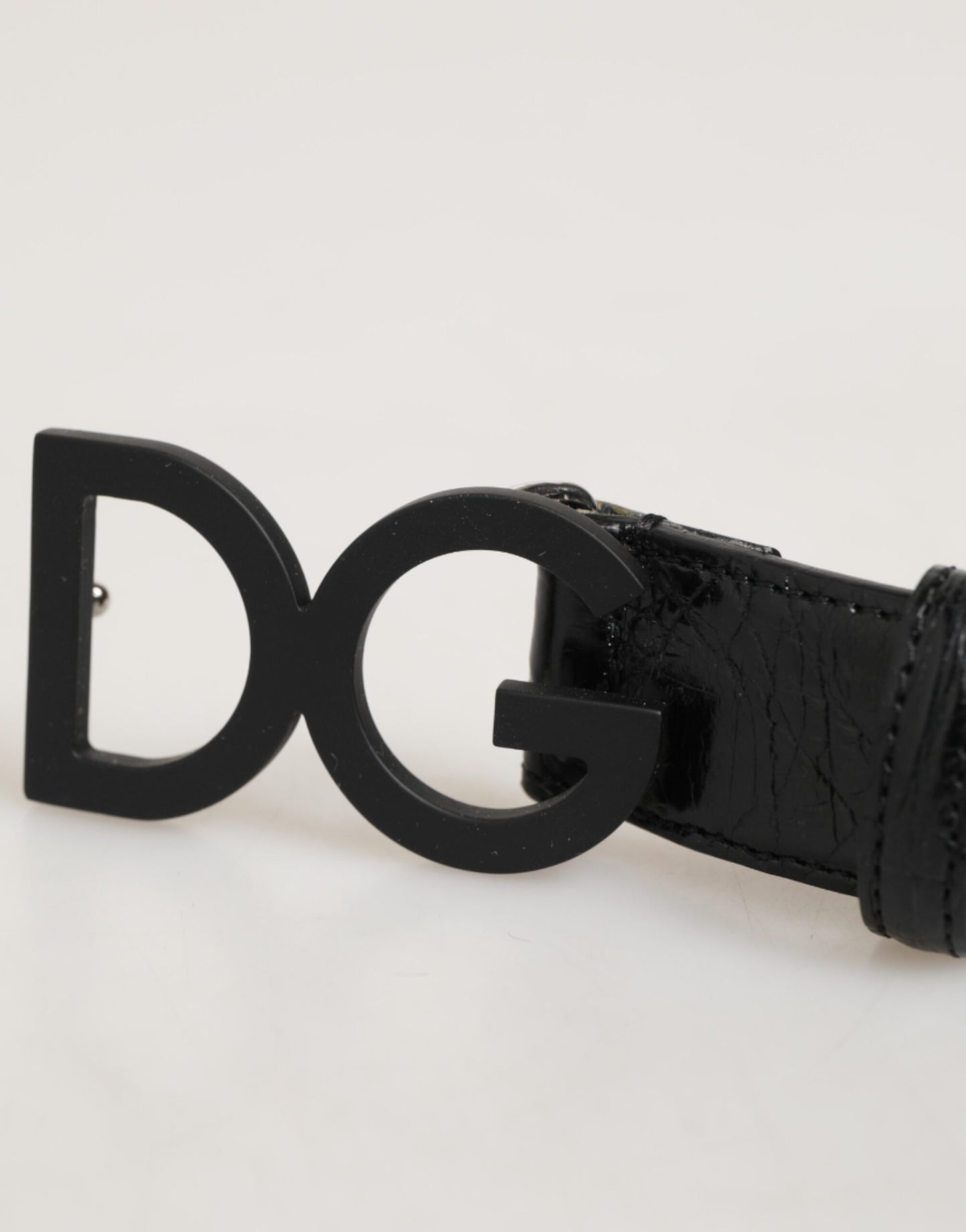 Dolce & Gabbana Black Exotic Leather Metal Logo Buckle Belt Curated Luxury Accessories by Orvyn