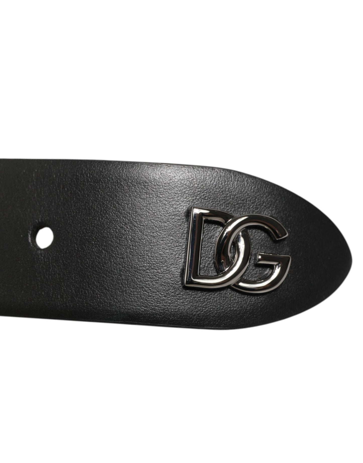 Dolce & Gabbana Black Calf Leather Studded Silver Buckle Belt Curated Luxury Accessories by Orvyn