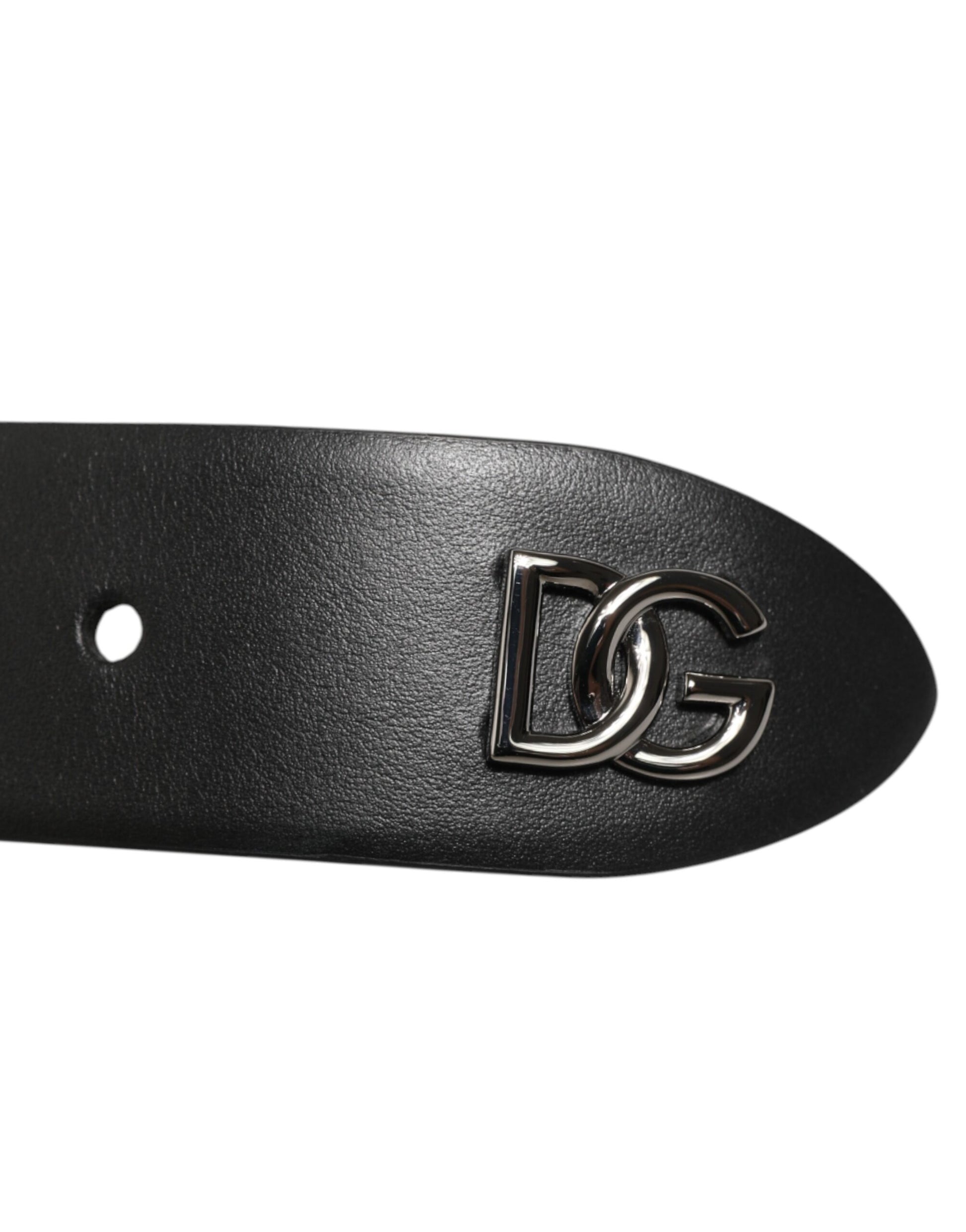 Dolce & Gabbana Black Calf Leather Studded Silver Buckle Belt Curated Luxury Accessories by Orvyn