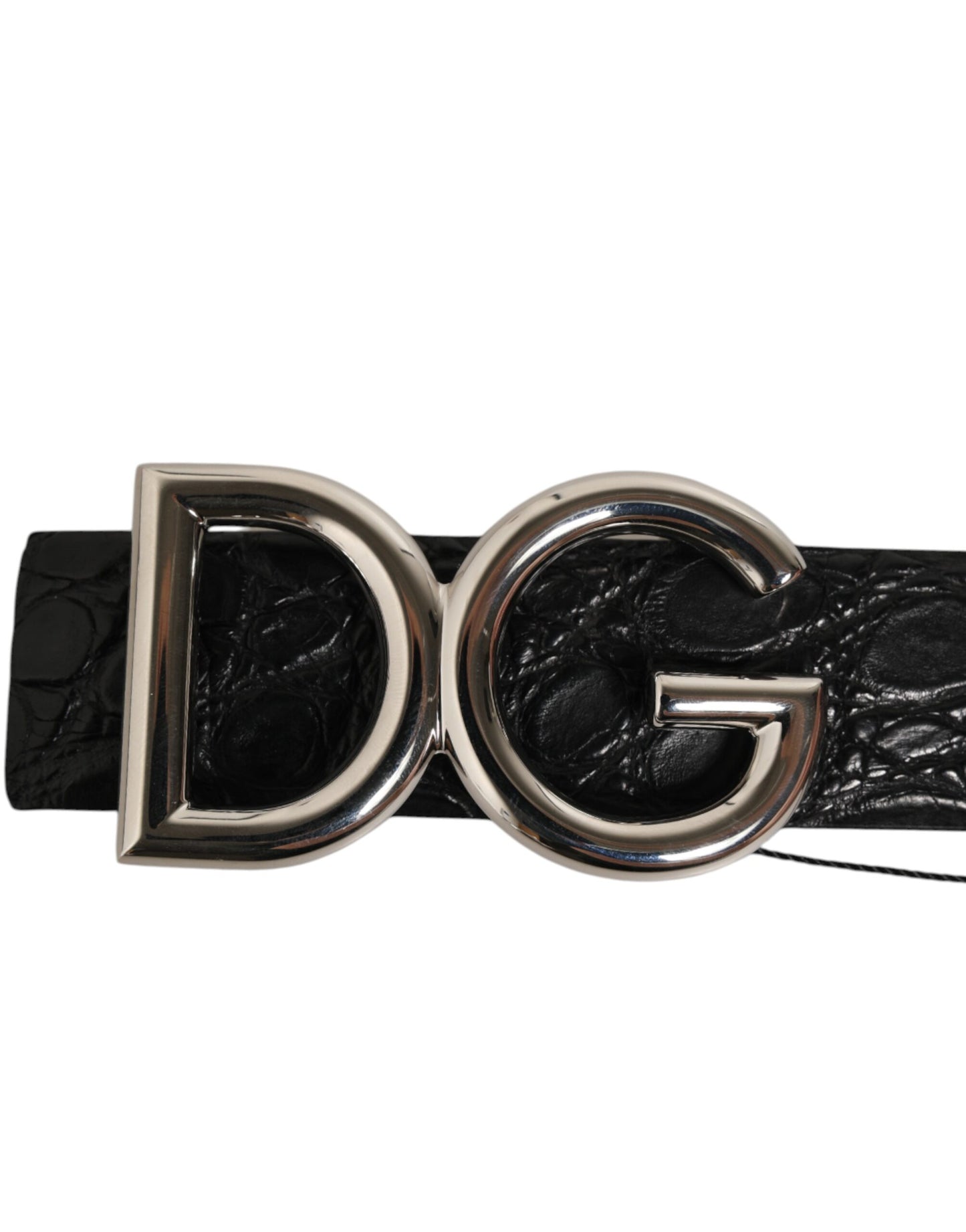 Dolce & Gabbana Black Exotic Leather DG Logo Buckle Belt Curated Luxury Accessories by Orvyn