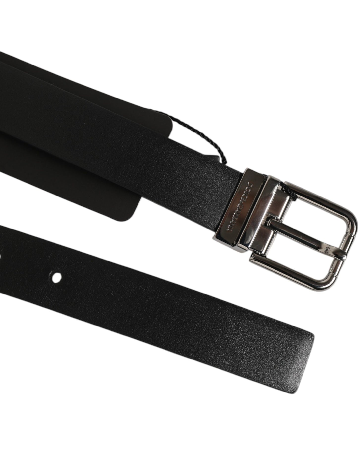 Dolce & Gabbana Black Leather Studded Silver-Tone Buckle Belt Curated Luxury Accessories by Orvyn