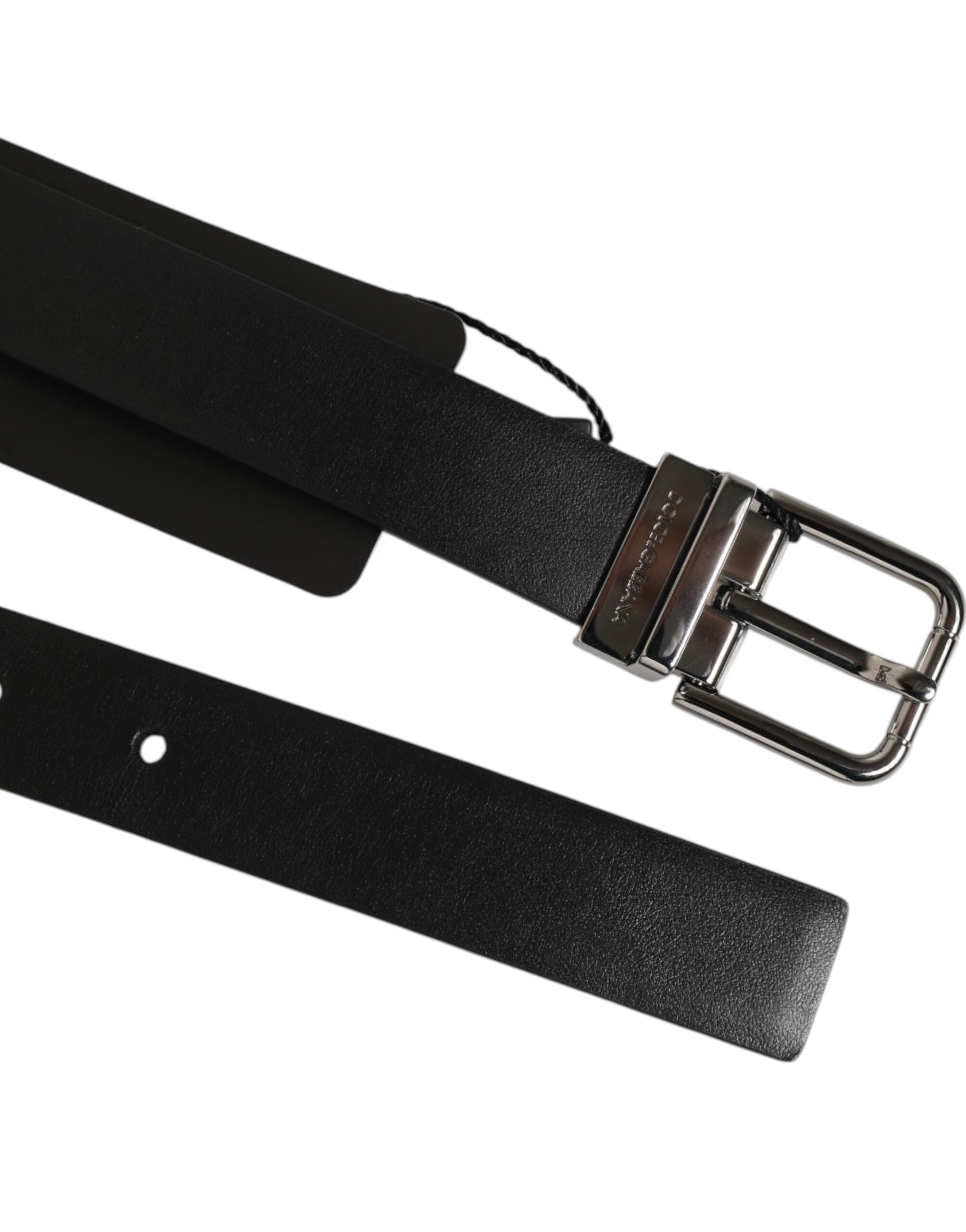 Dolce & Gabbana Black Leather Studded Silver-Tone Buckle Belt Curated Luxury Accessories by Orvyn