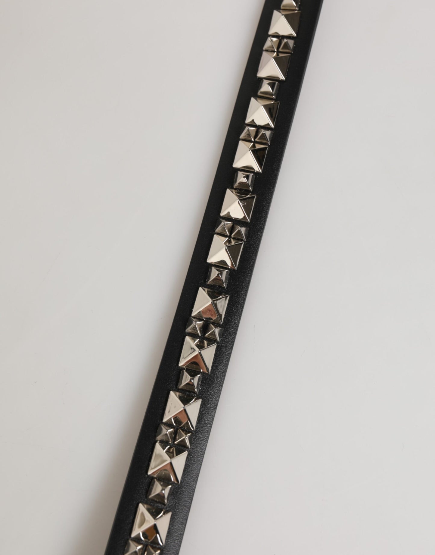 Dolce & Gabbana Black Leather Studded Silver-Tone Buckle Belt Curated Luxury Accessories by Orvyn