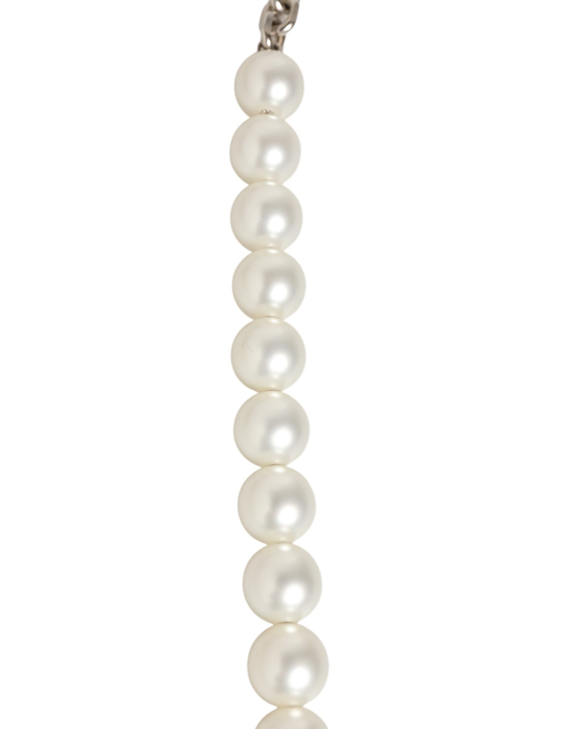 Dolce & Gabbana Black Leather Pearl Chain Bag Accessory Shoulder Strap Curated Luxury Accessories by Orvyn