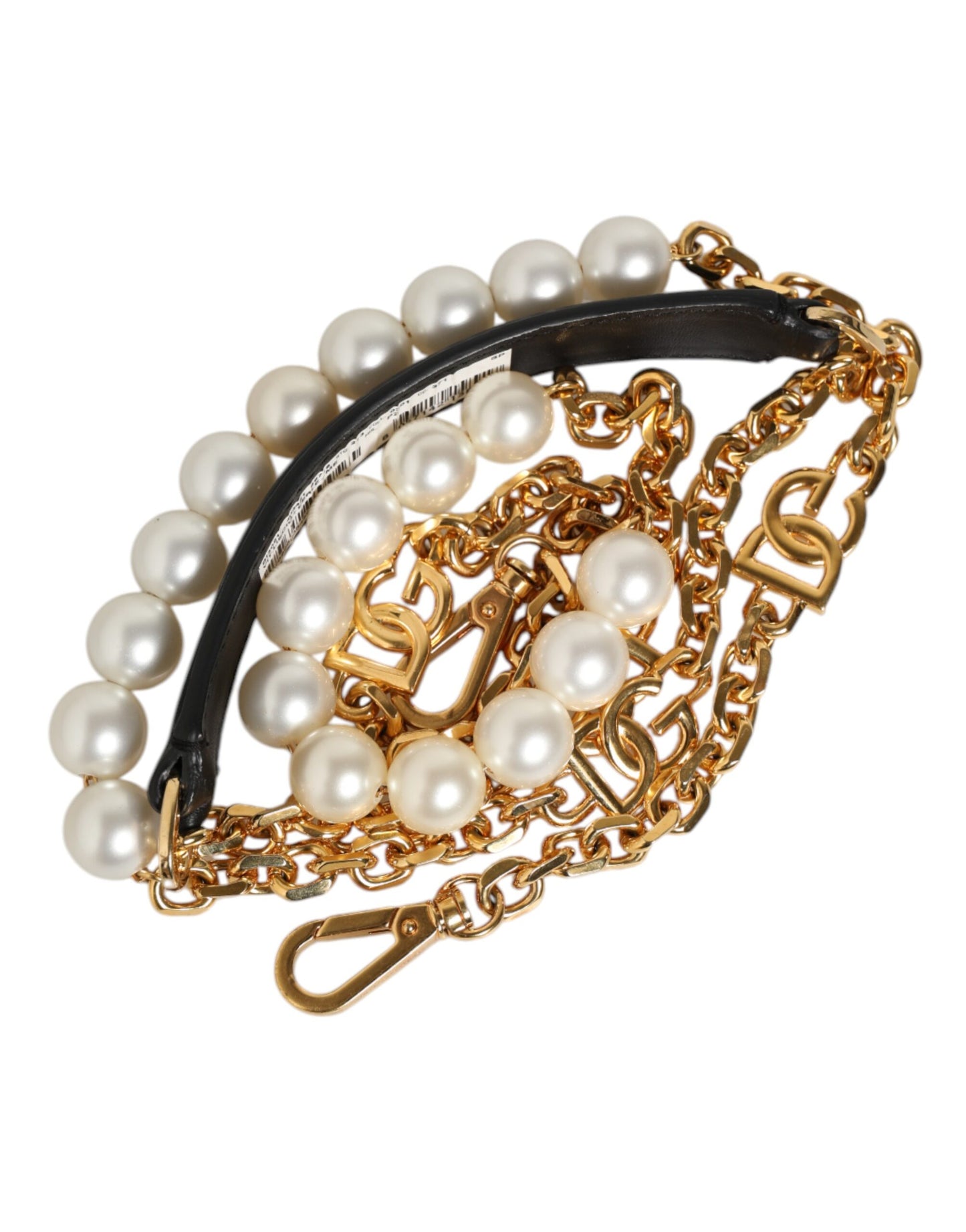 Dolce & Gabbana Black Leather Gold Chain Bag Accessory Shoulder Strap Curated Luxury Accessories by Orvyn