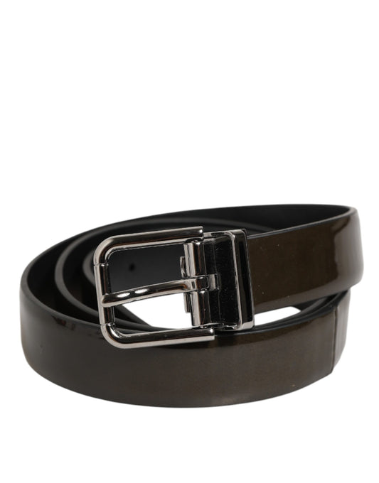 Dolce & Gabbana Brown Glossy Leather Classic Metal Buckle Belt Curated Luxury Accessories by Orvyn