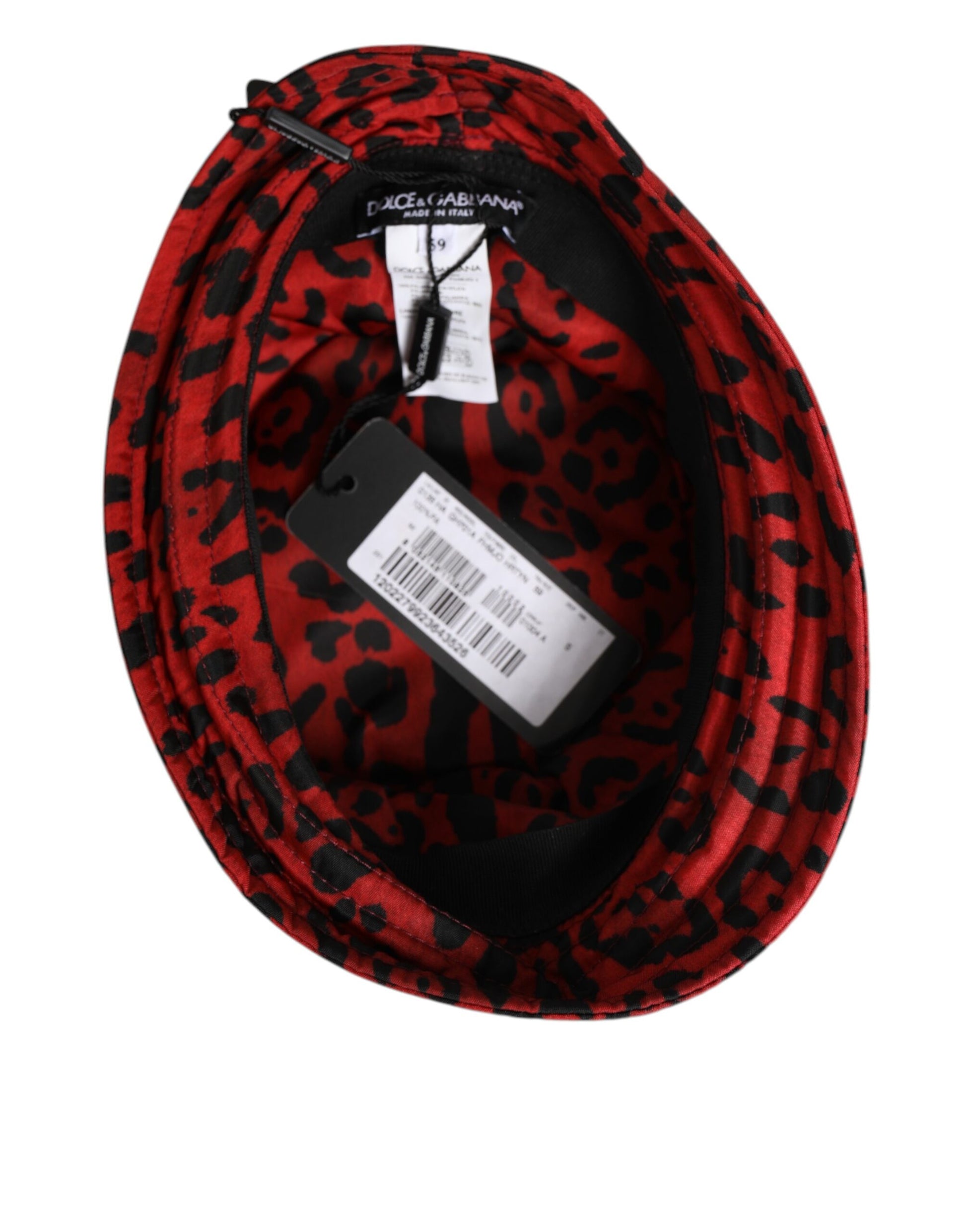 Dolce & Gabbana Red Black Nylon Leopard Print Bucket Men Cap Hat Curated Luxury Accessories by Orvyn