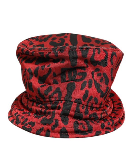 Dolce & Gabbana Red Black Nylon Leopard Print Bucket Men Cap Hat Curated Luxury Accessories by Orvyn