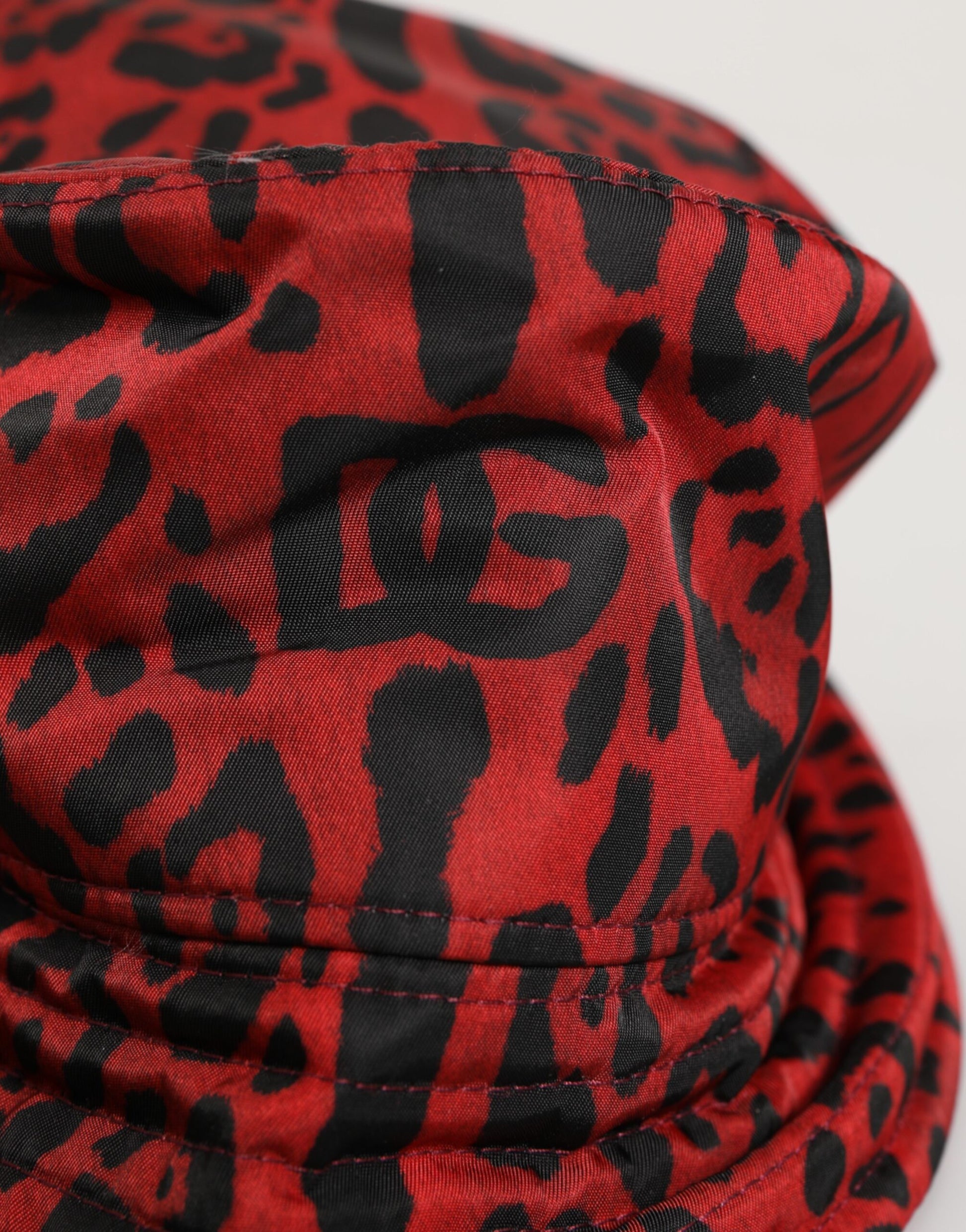 Dolce & Gabbana Red Black Nylon Leopard Print Bucket Men Cap Hat Curated Luxury Accessories by Orvyn