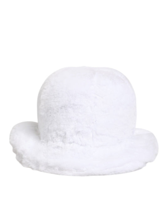 Dolce & Gabbana White Modacrylic Fur Bucket Men Capello Hat Curated Luxury Accessories by Orvyn