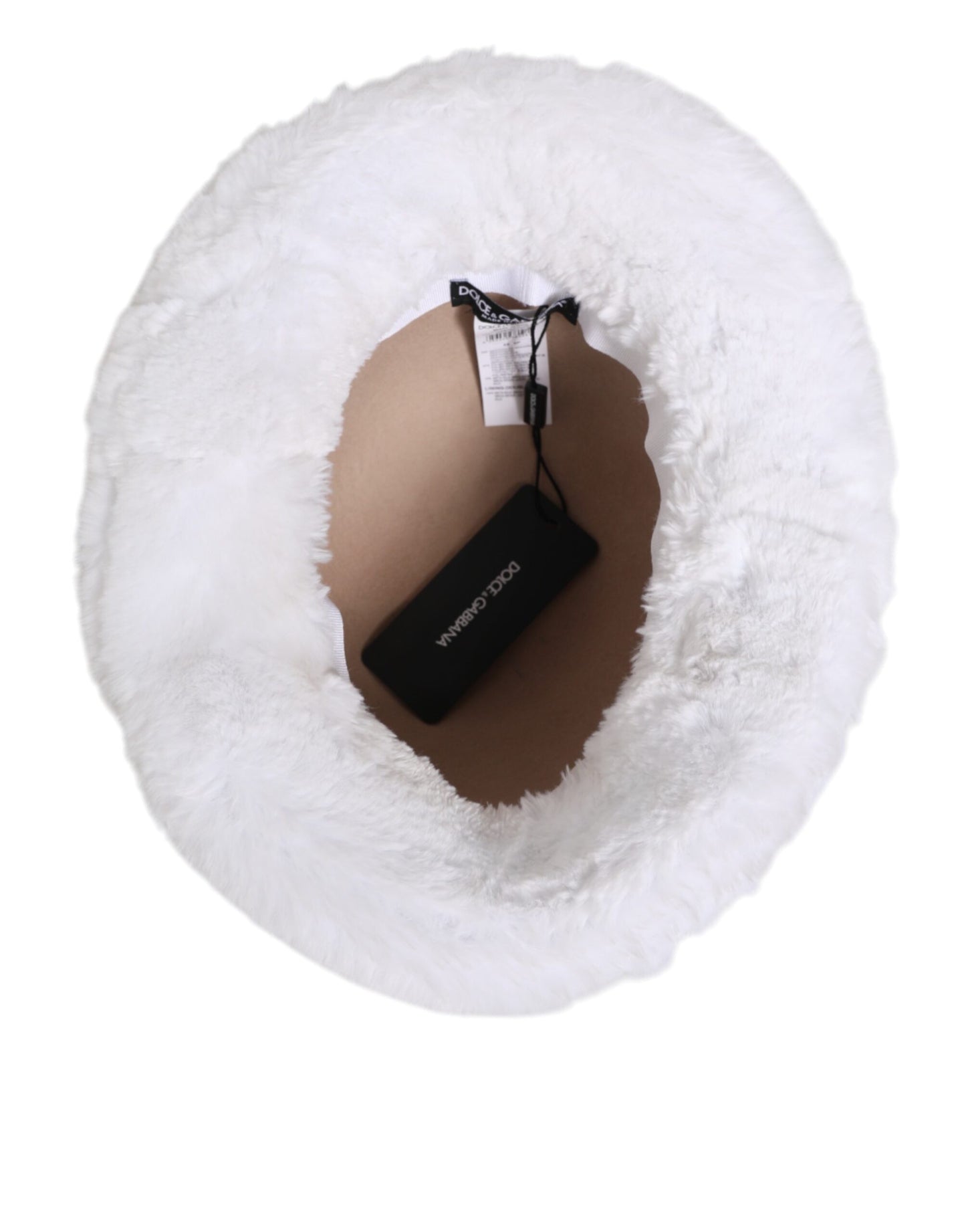 Dolce & Gabbana White Modacrylic Fur Bucket Men Capello Hat Curated Luxury Accessories by Orvyn