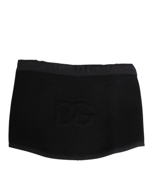 Dolce & Gabbana Black Lace Stole Knitted DG Logo Men One Size Scarf Curated Luxury Accessories by Orvyn