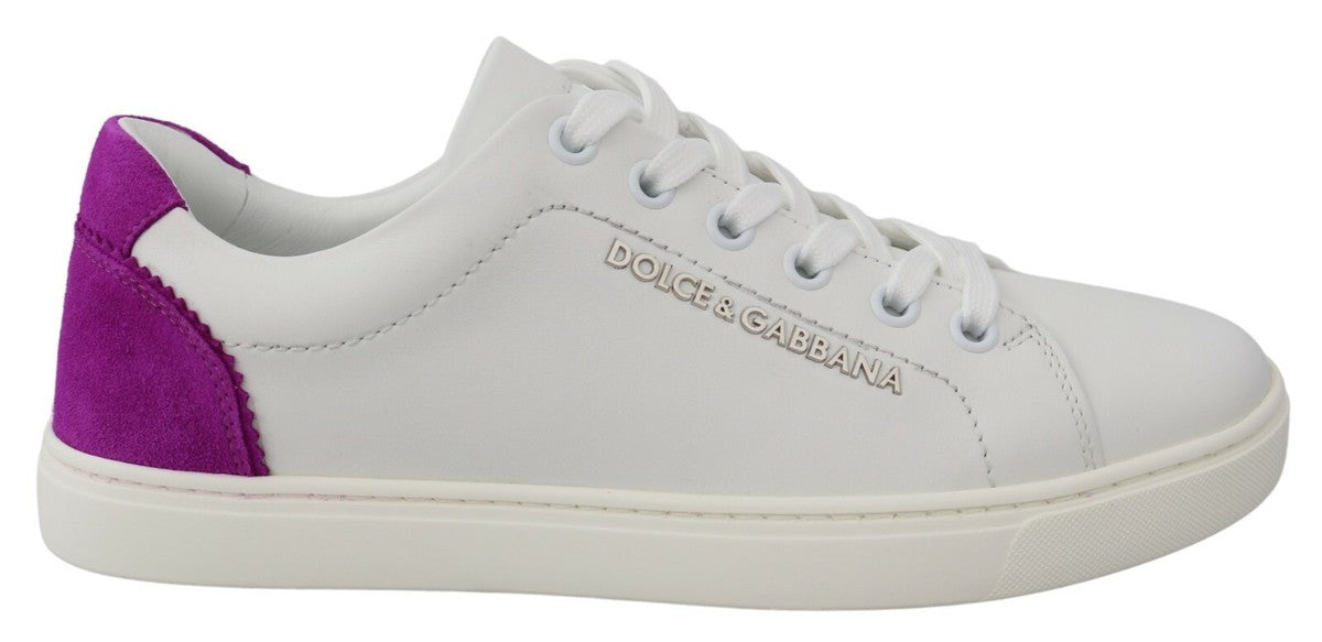 Dolce & Gabbana White Suede Leather Low Top Sneakers Shoes Curated Luxury Accessories by Orvyn