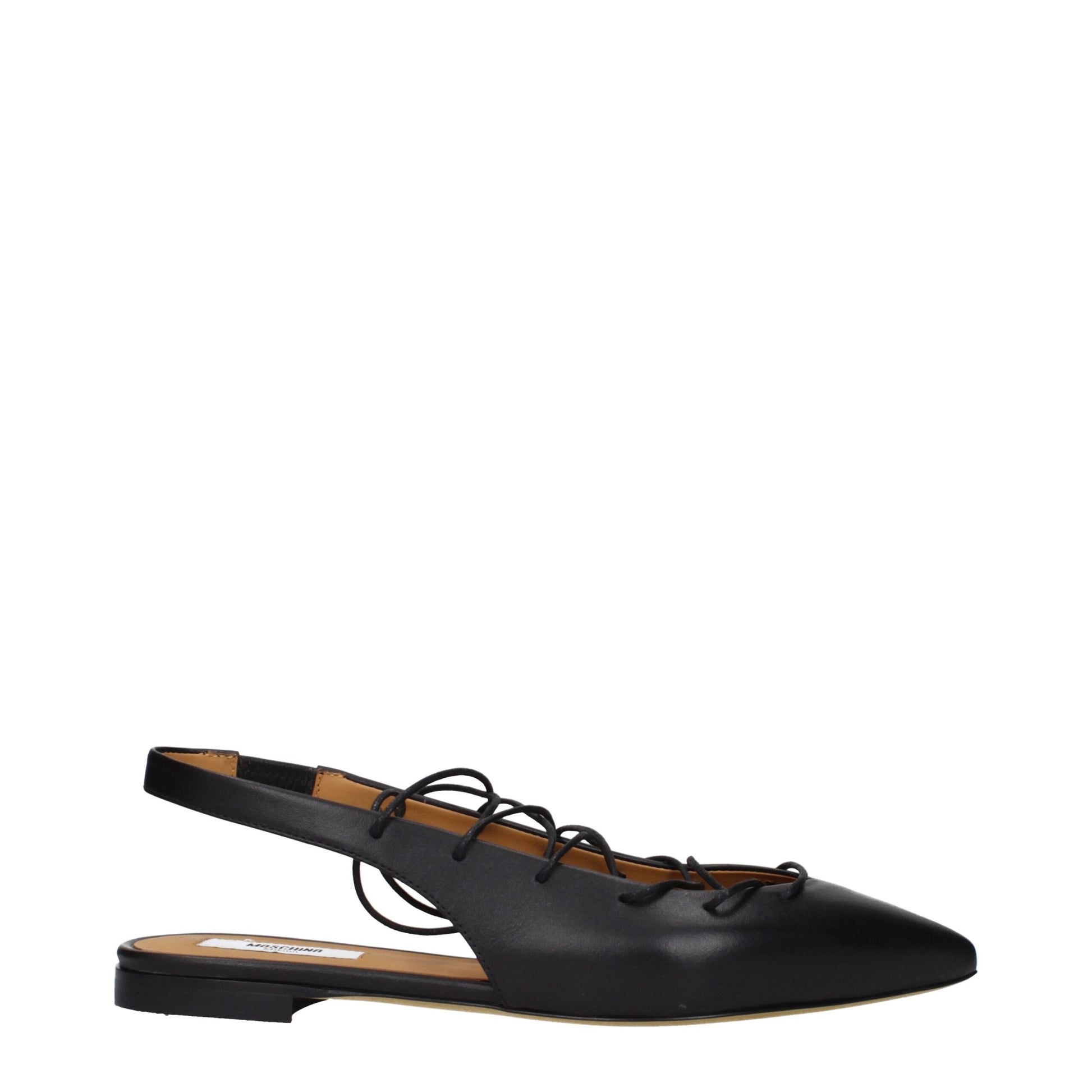 Moschino Black Leather Flats Curated Luxury Accessories by Orvyn
