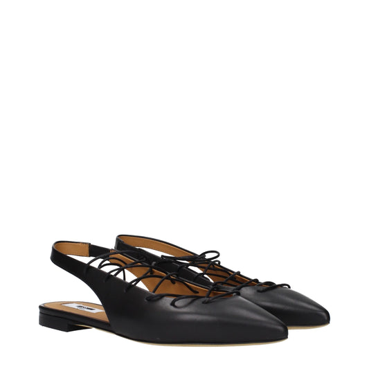 Moschino Black Leather Flats Curated Luxury Accessories by Orvyn