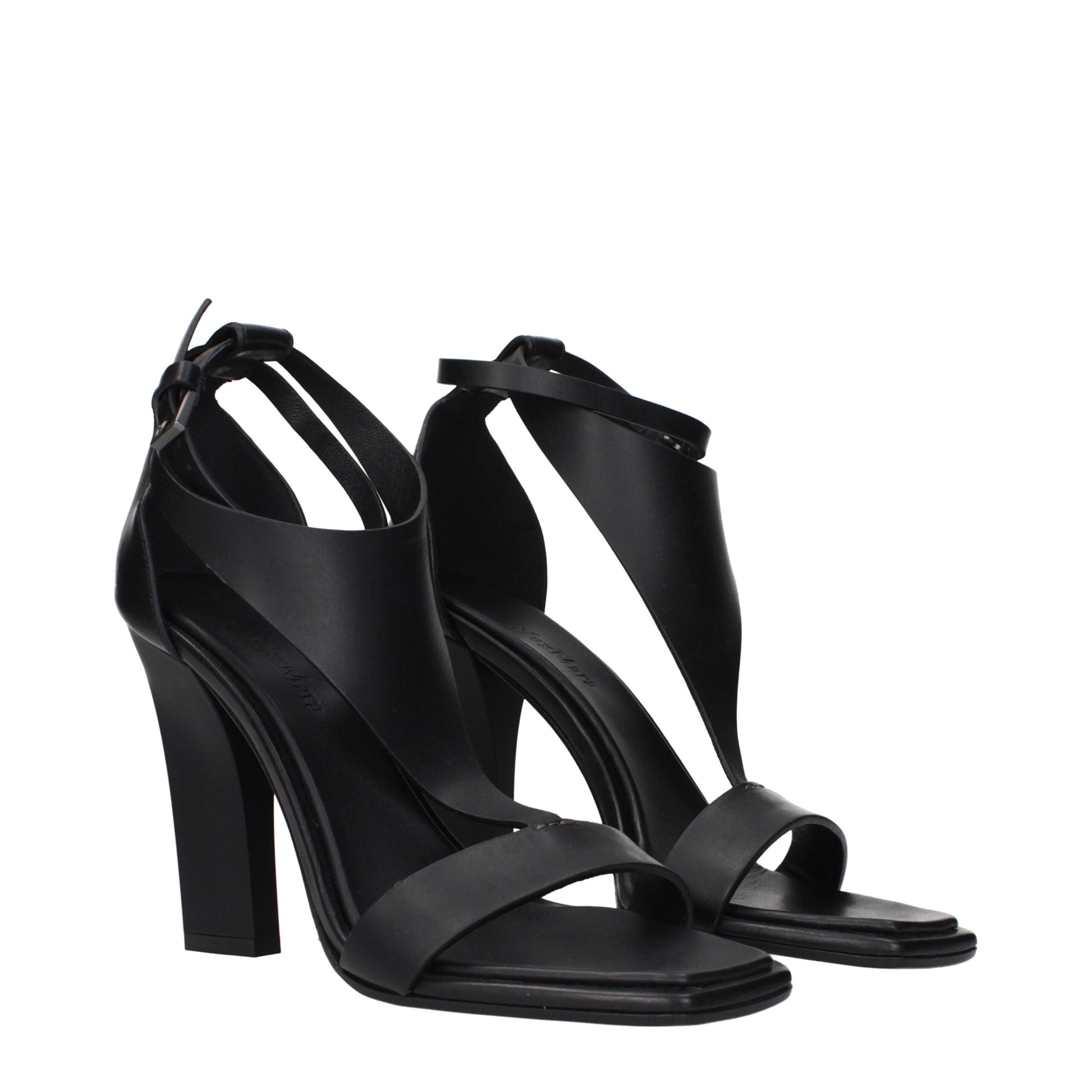 Max Mara Black Leather Stiletto Heel Sandals Curated Luxury Accessories by Orvyn