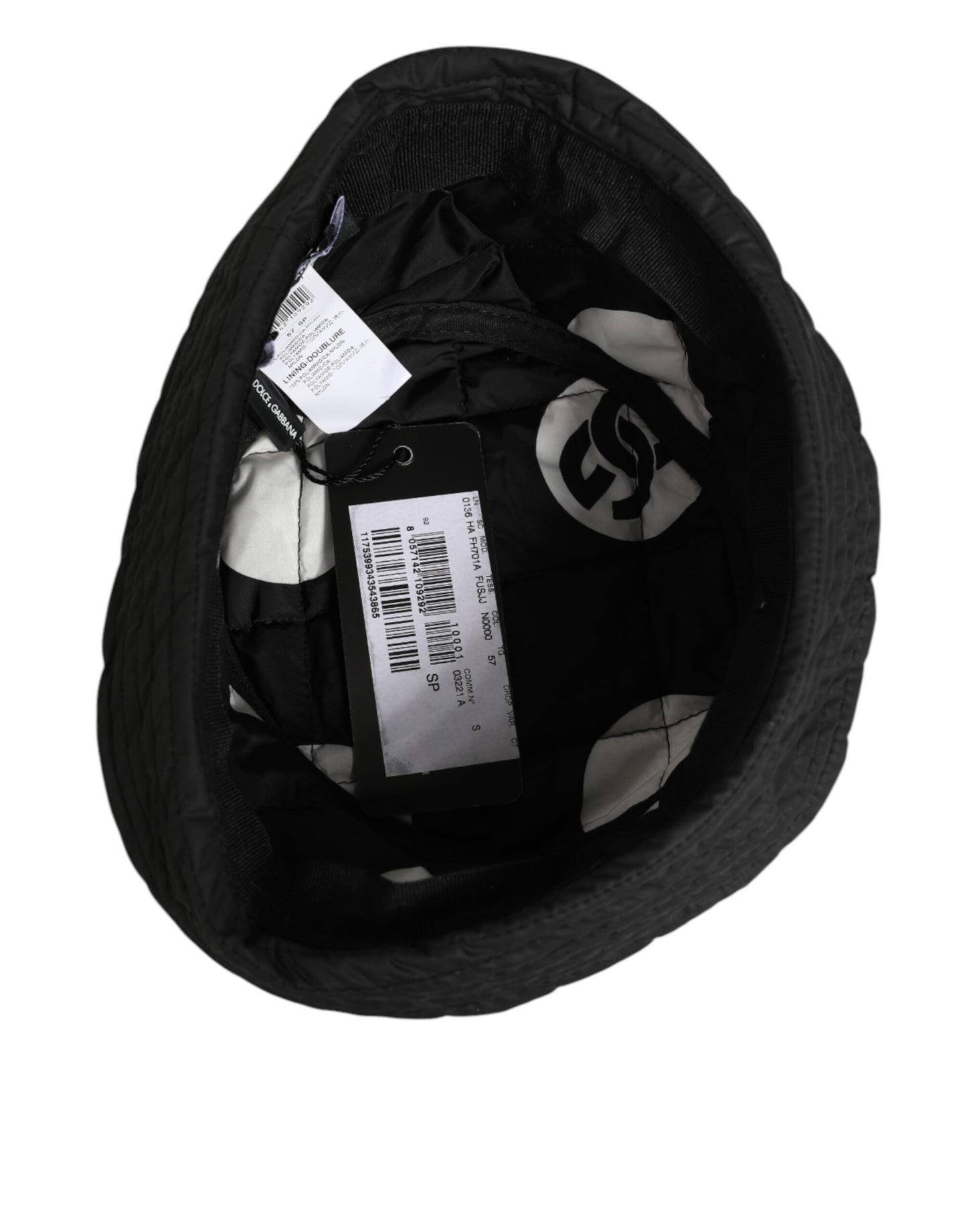 Dolce & Gabbana Black Nylon Quilted Bucket Men Capello Hat Curated Luxury Accessories by Orvyn