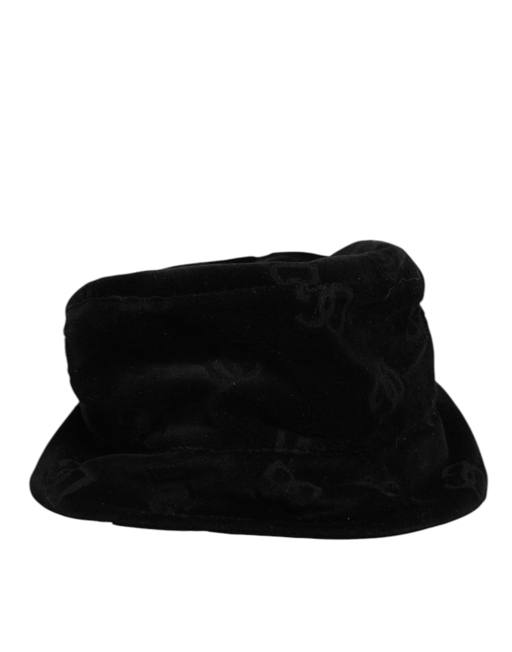 Dolce & Gabbana Black Cotton Suede Bucket Logo Capello Hat Curated Luxury Accessories by Orvyn