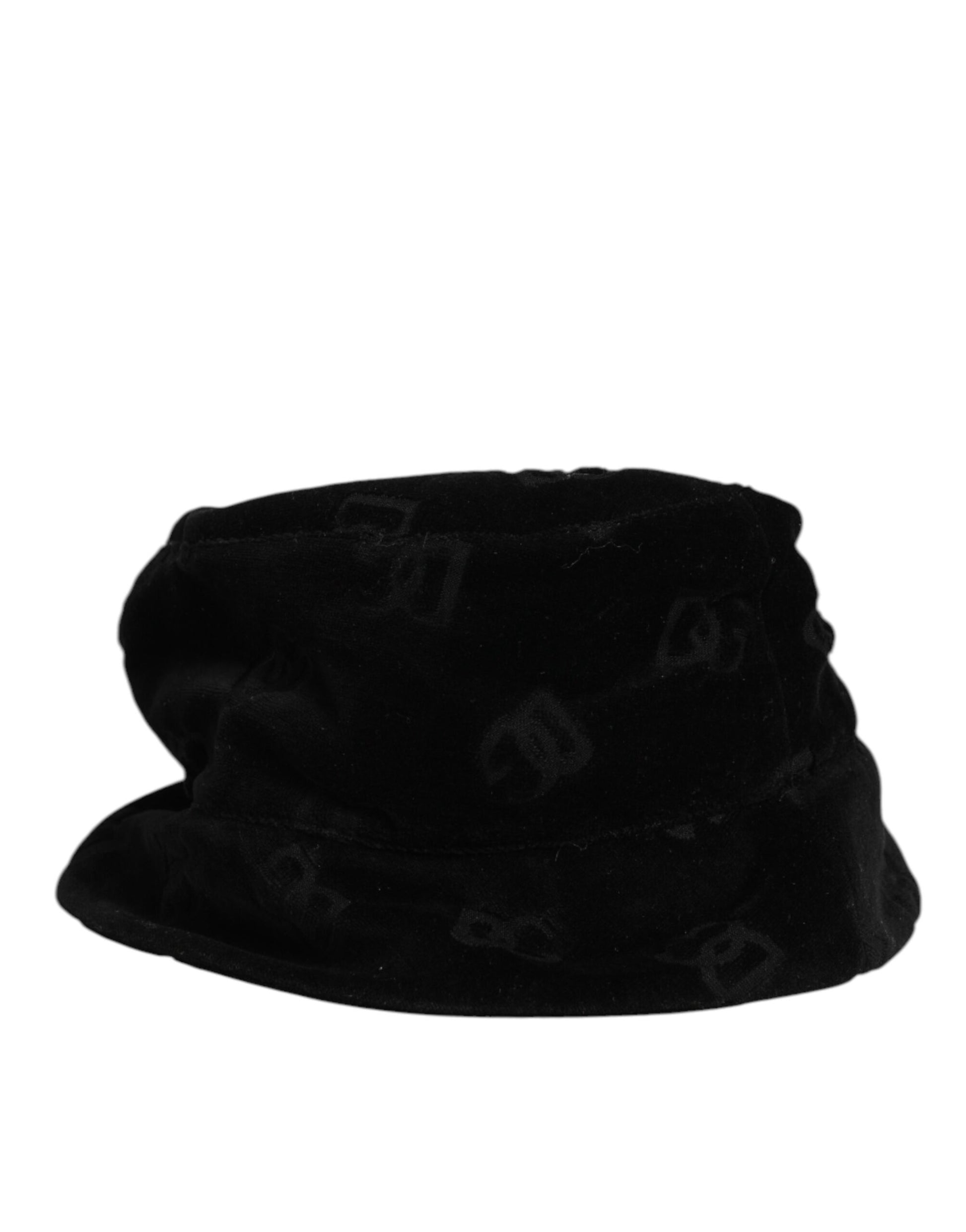 Dolce & Gabbana Black Cotton Suede Bucket Logo Capello Hat Curated Luxury Accessories by Orvyn