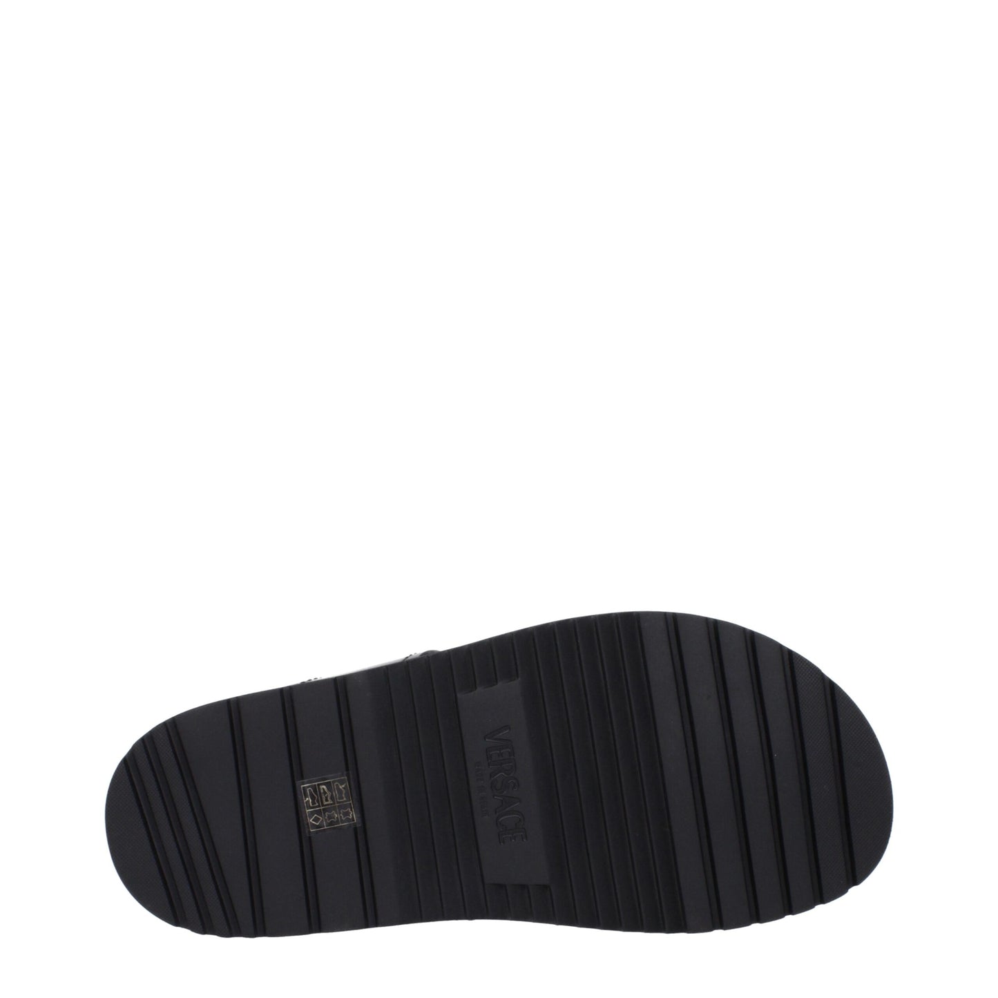Versace Black Leather Flat Sandals Curated Luxury Accessories by Orvyn