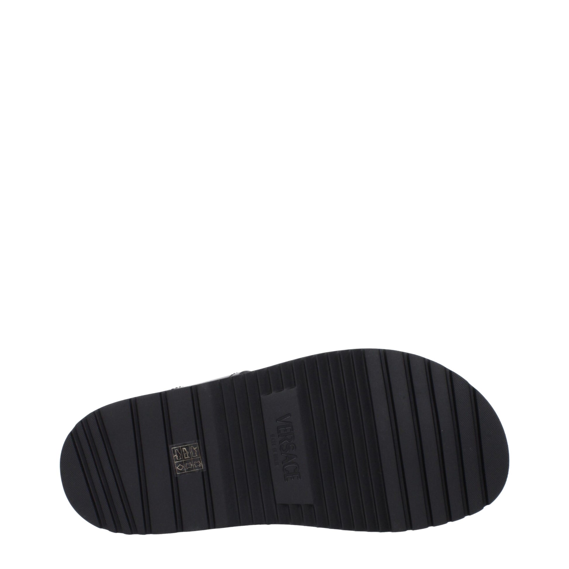 Versace Black Leather Flat Sandals Curated Luxury Accessories by Orvyn