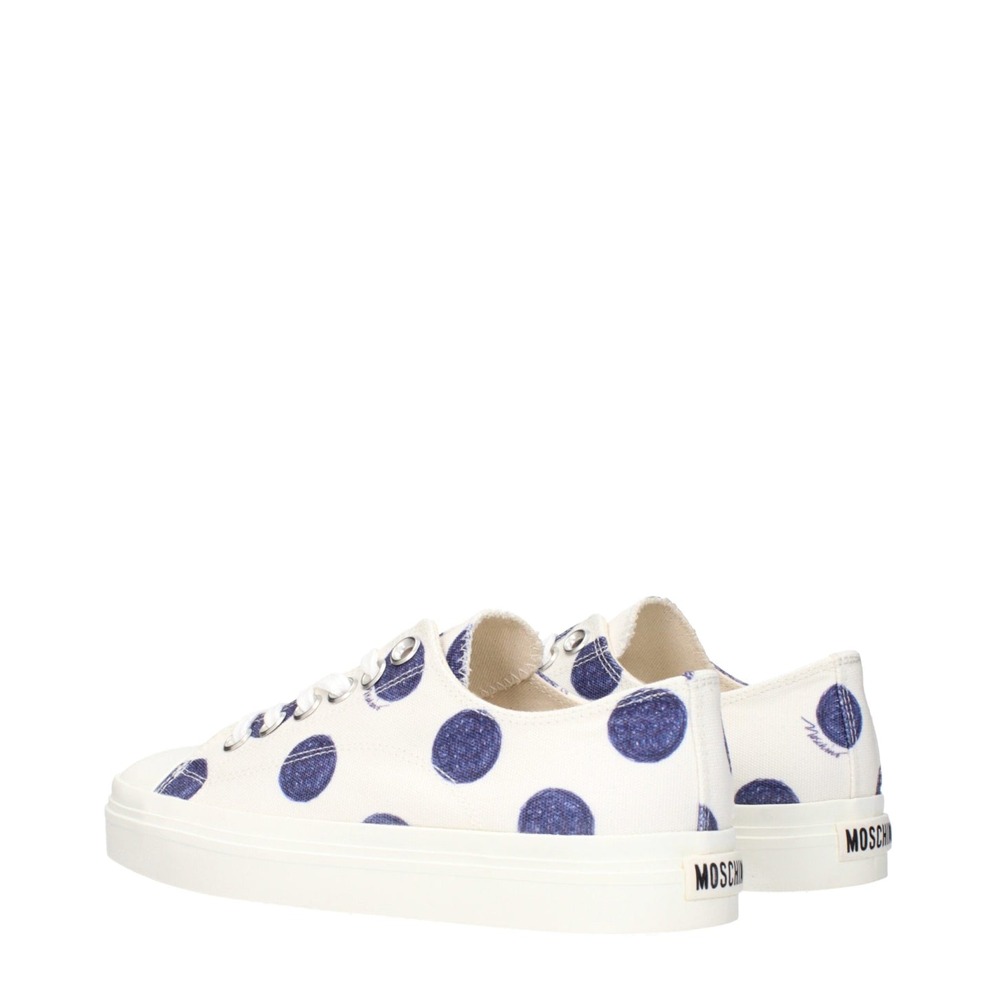 Moschino White Fabric Low Top Sneakers Curated Luxury Accessories by Orvyn