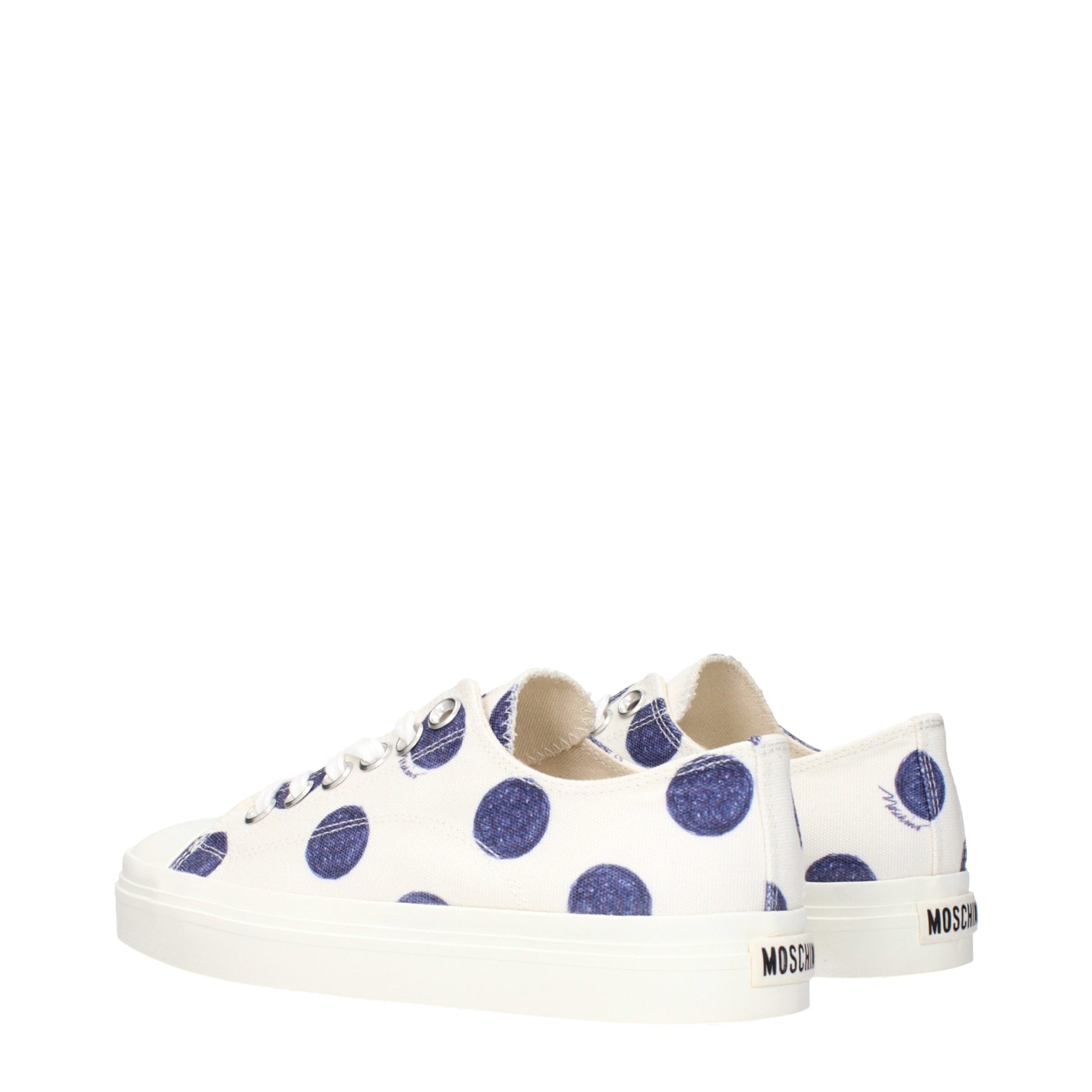 Moschino White Fabric Low Top Sneakers Curated Luxury Accessories by Orvyn