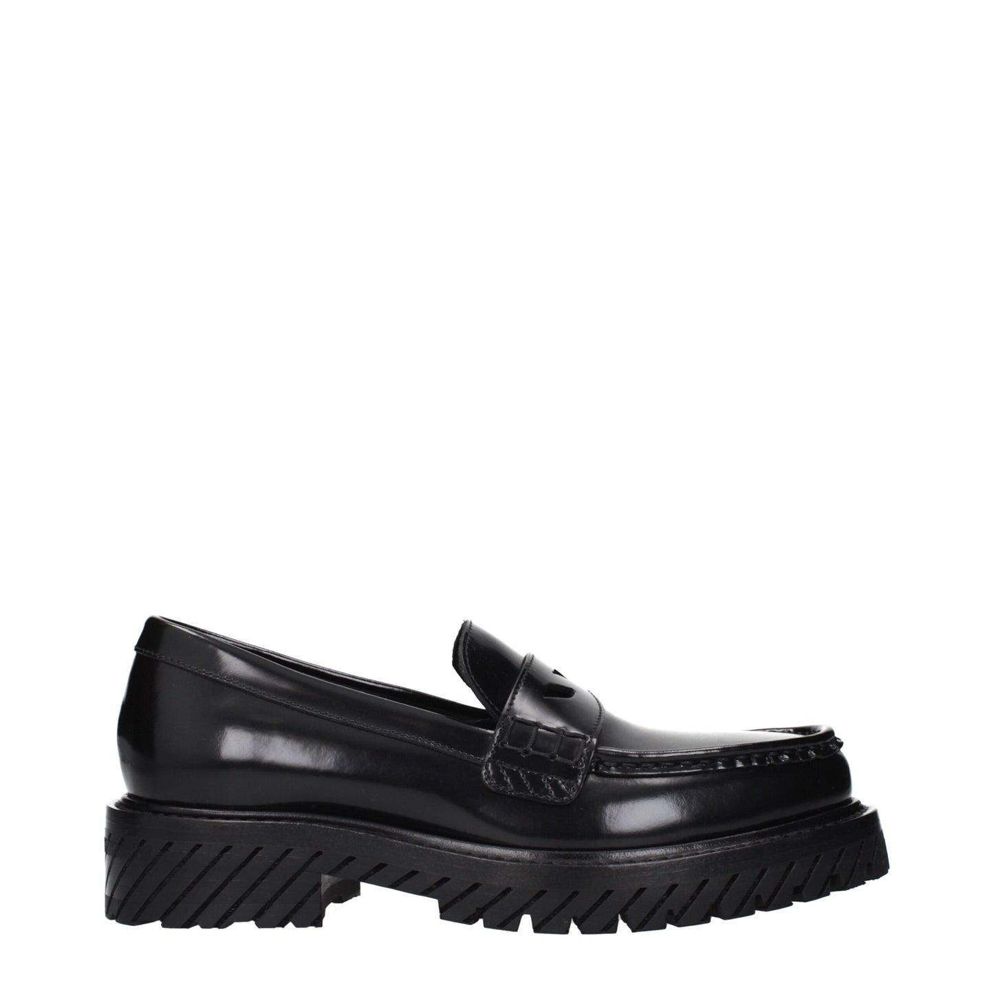 Off-White Black Leather Slip-On Loafers Curated Luxury Accessories by Orvyn