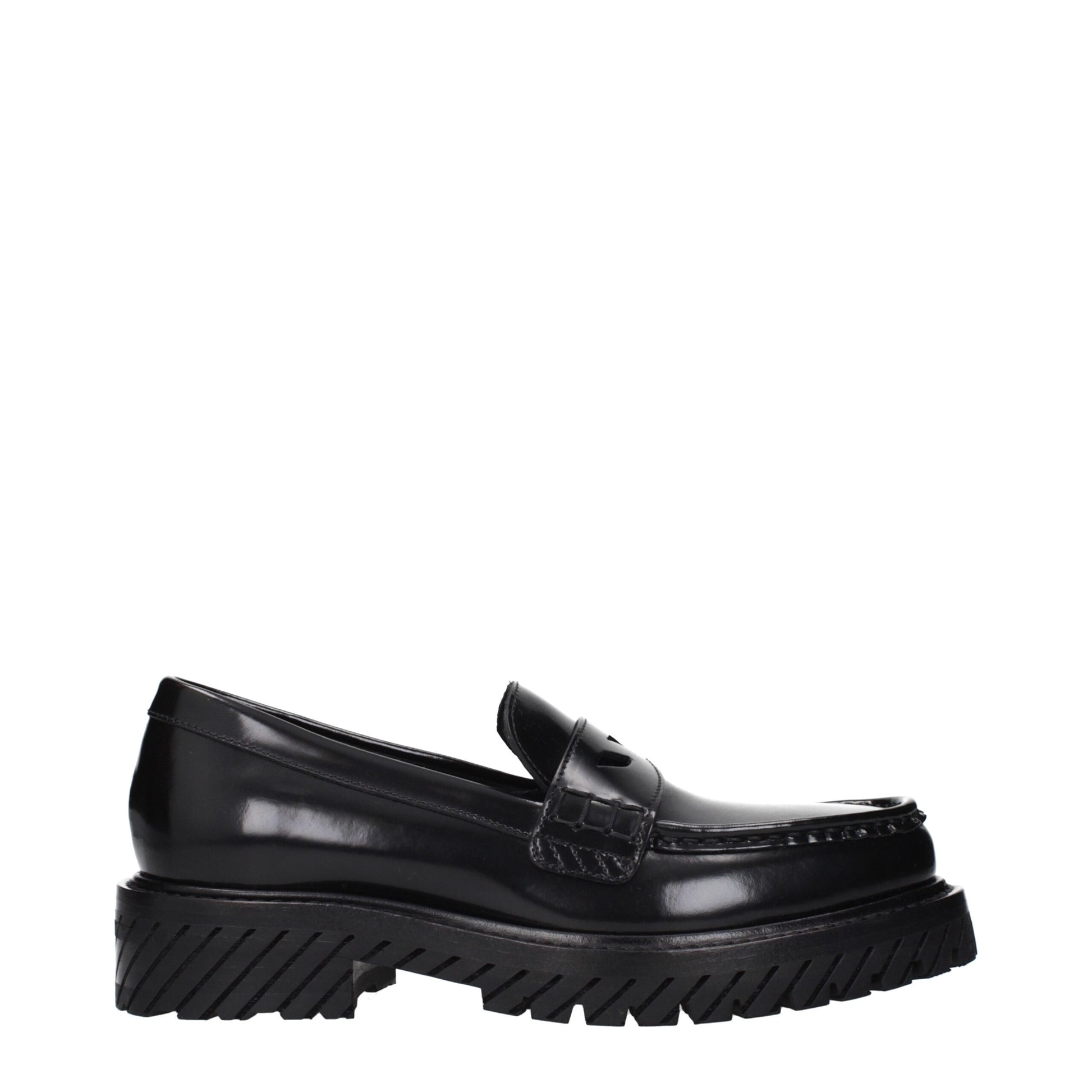 Off-White Black Leather Slip-On Loafers Curated Luxury Accessories by Orvyn