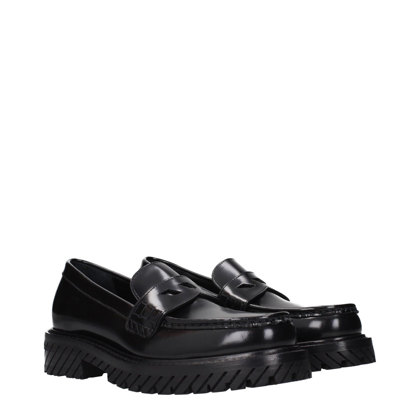 Off-White Black Leather Slip-On Loafers Curated Luxury Accessories by Orvyn