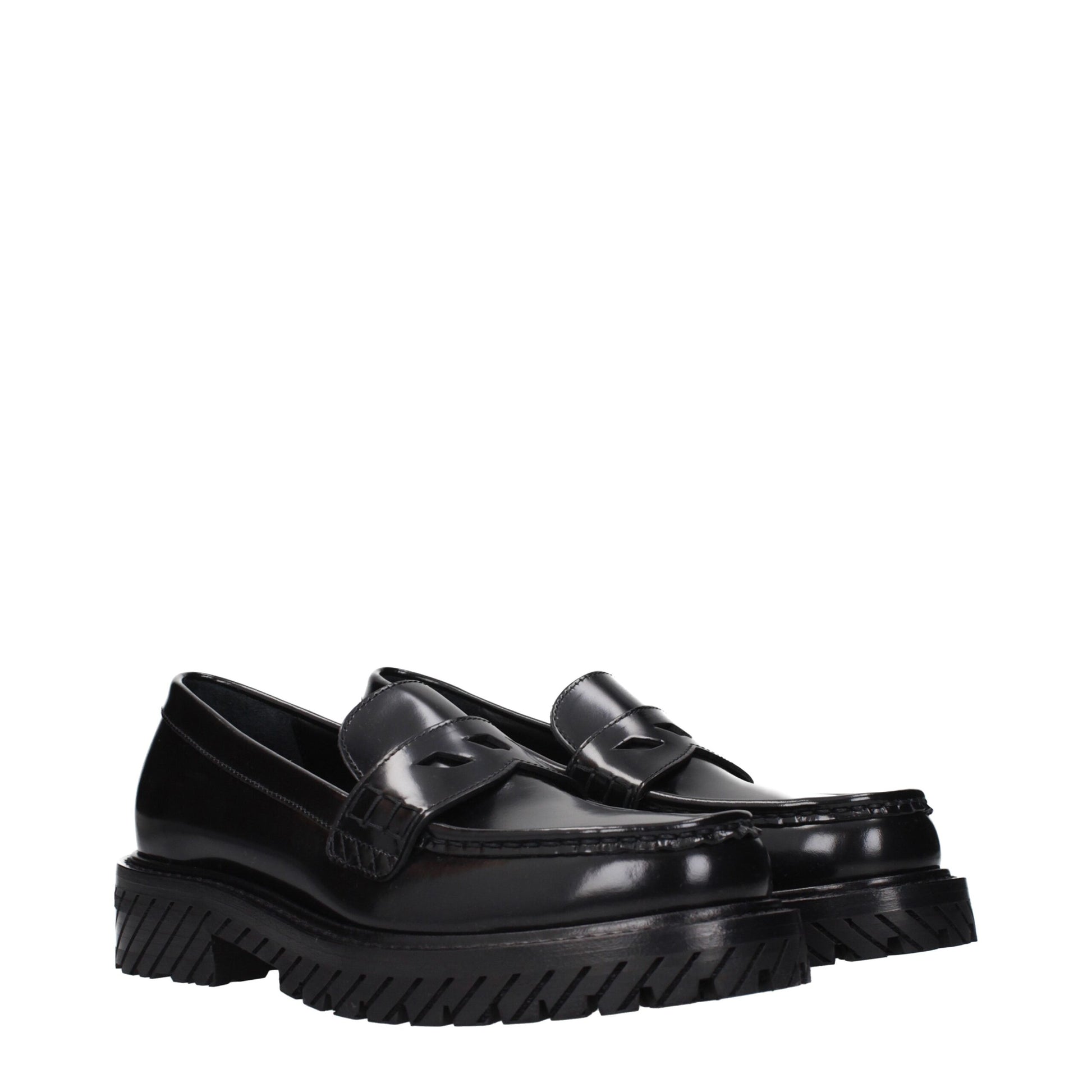 Off-White Black Leather Slip-On Loafers Curated Luxury Accessories by Orvyn