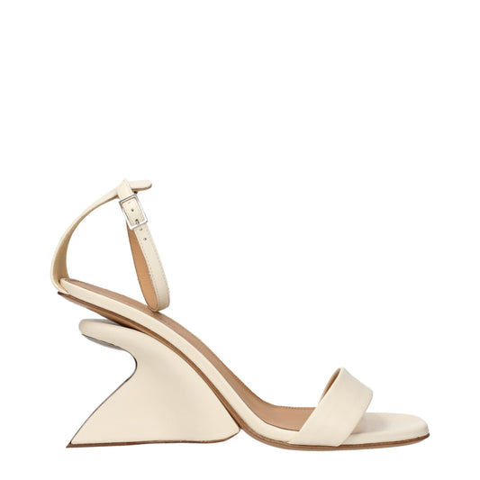 Off-White Beige Leather Platform Sandals Curated Luxury Accessories by Orvyn