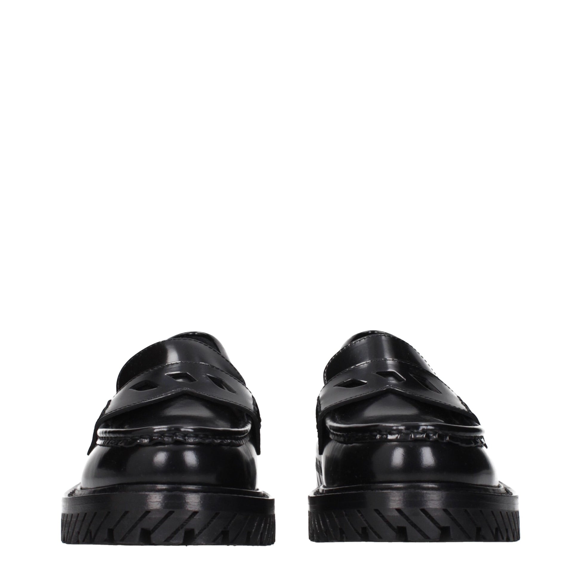Off-White Black Leather Slip-On Loafers Curated Luxury Accessories by Orvyn