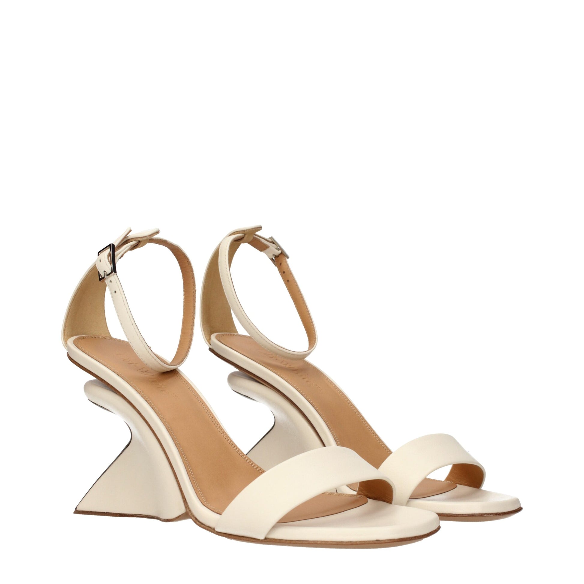 Off-White Beige Leather Platform Sandals Curated Luxury Accessories by Orvyn