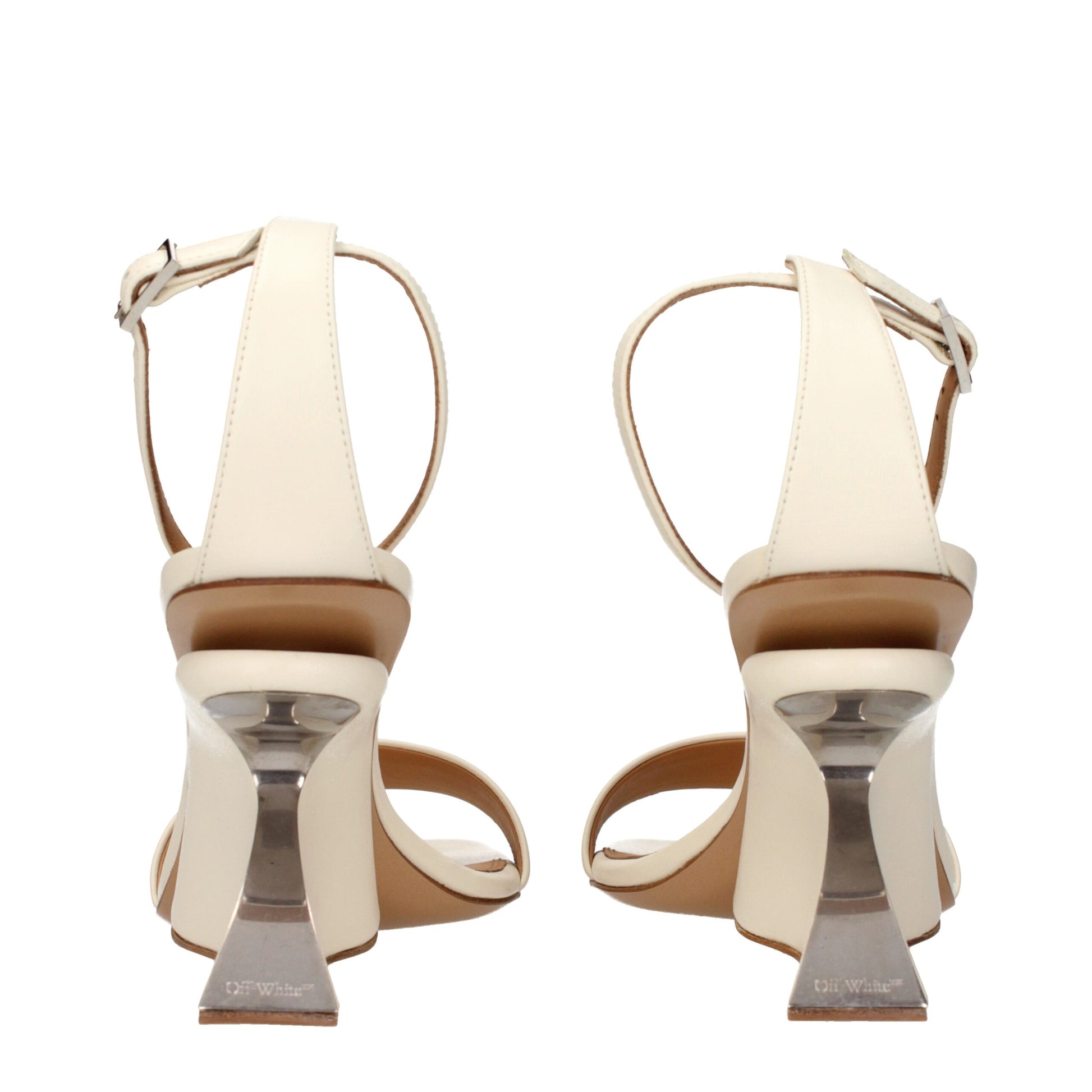 Off-White Beige Leather Platform Sandals Curated Luxury Accessories by Orvyn