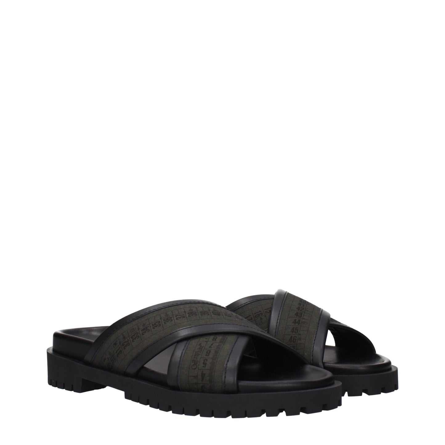 Off-White Green Fabric Flat Sandals Curated Luxury Accessories by Orvyn