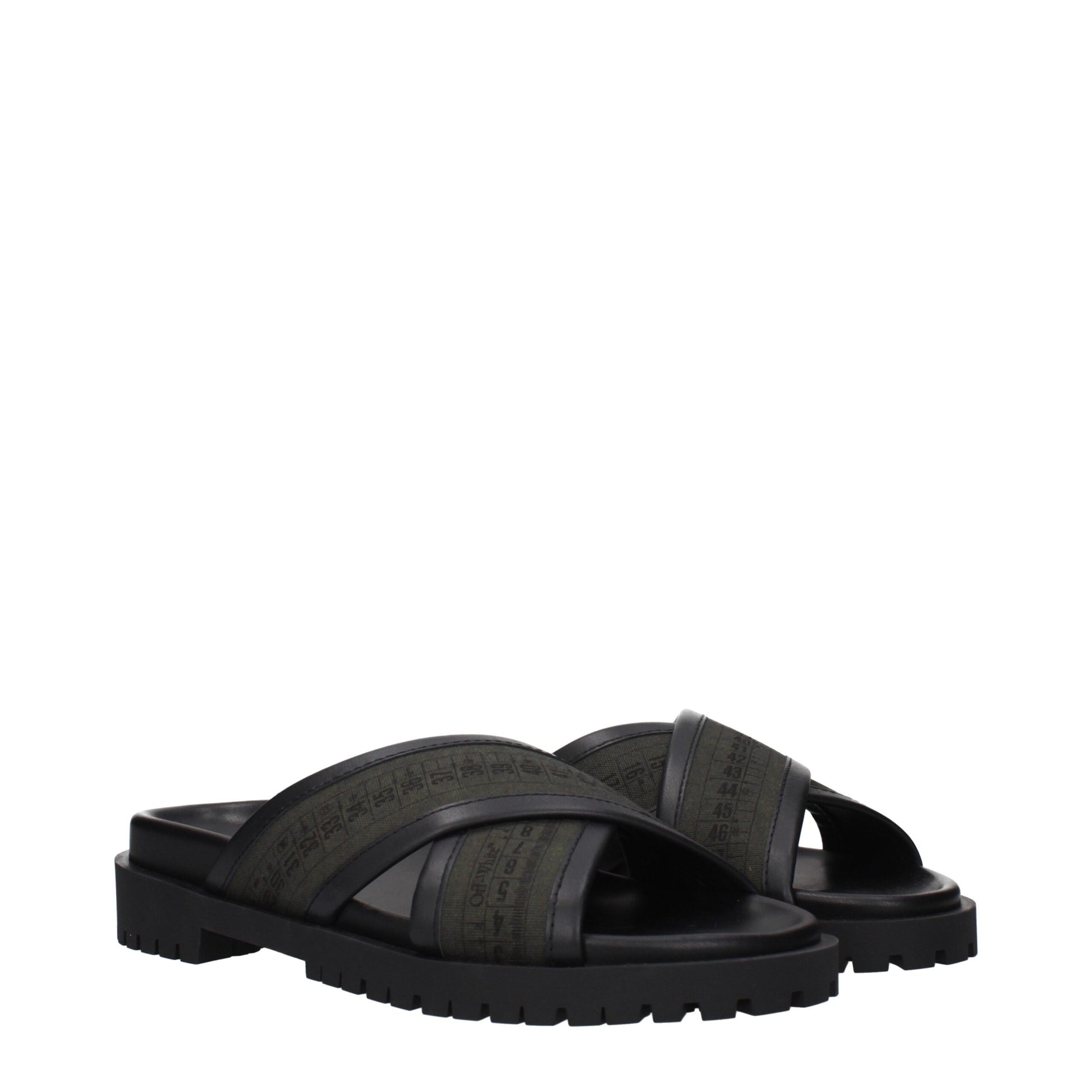 Off-White Green Fabric Flat Sandals Curated Luxury Accessories by Orvyn