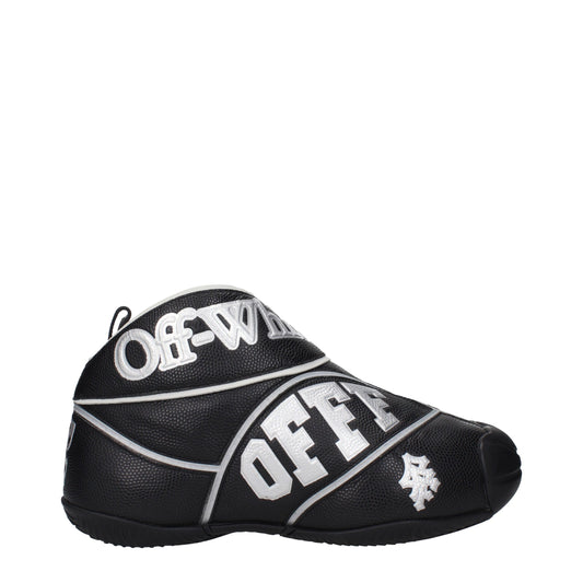 Off-White Black Leather High Top Sneakers Curated Luxury Accessories by Orvyn
