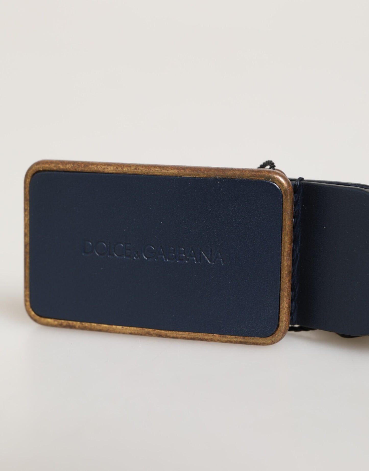 Dolce & Gabbana Blue Leather Classic Metal Logo Buckle Belt Curated Luxury Accessories by Orvyn