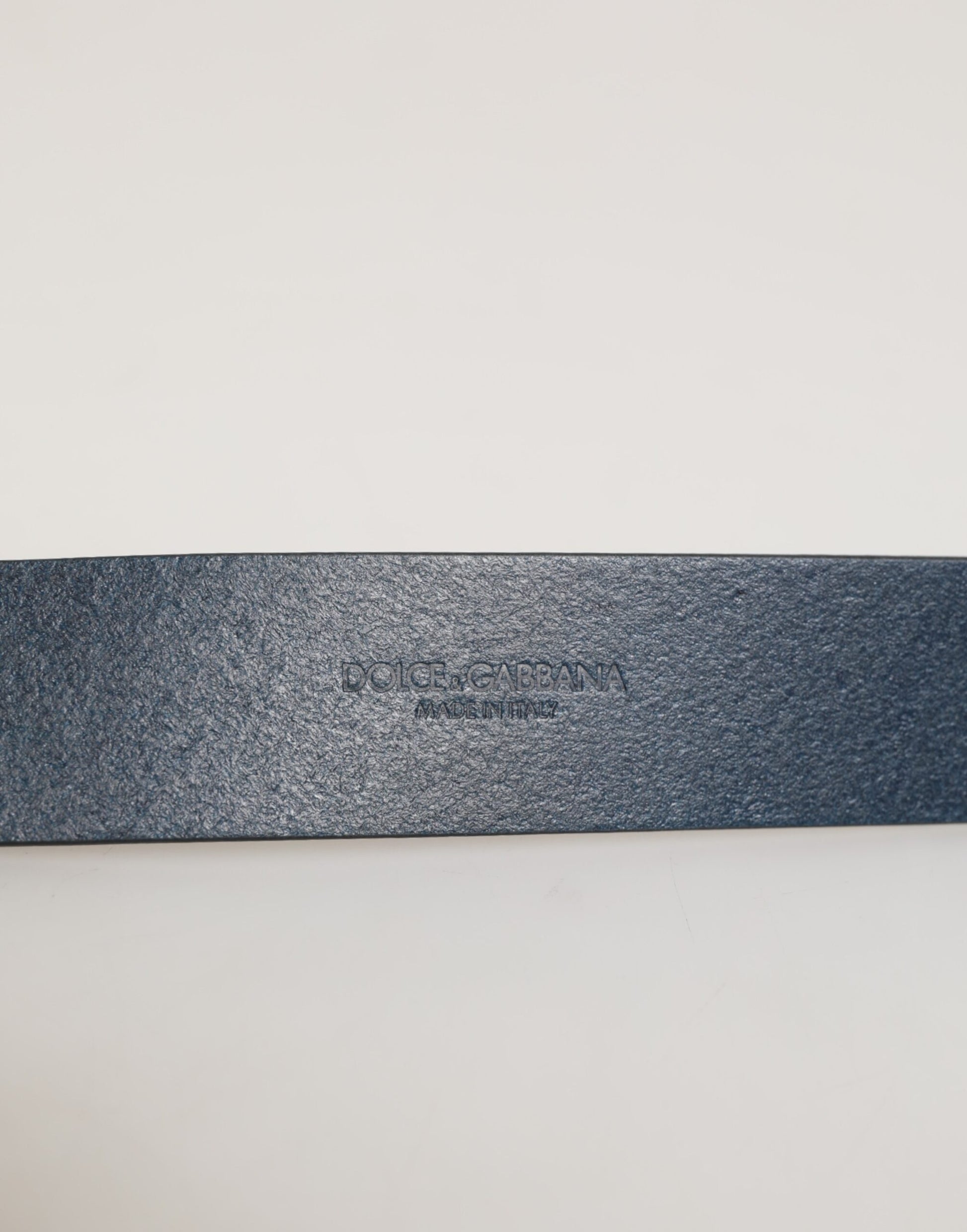 Dolce & Gabbana Blue Leather Classic Metal Logo Buckle Belt Curated Luxury Accessories by Orvyn
