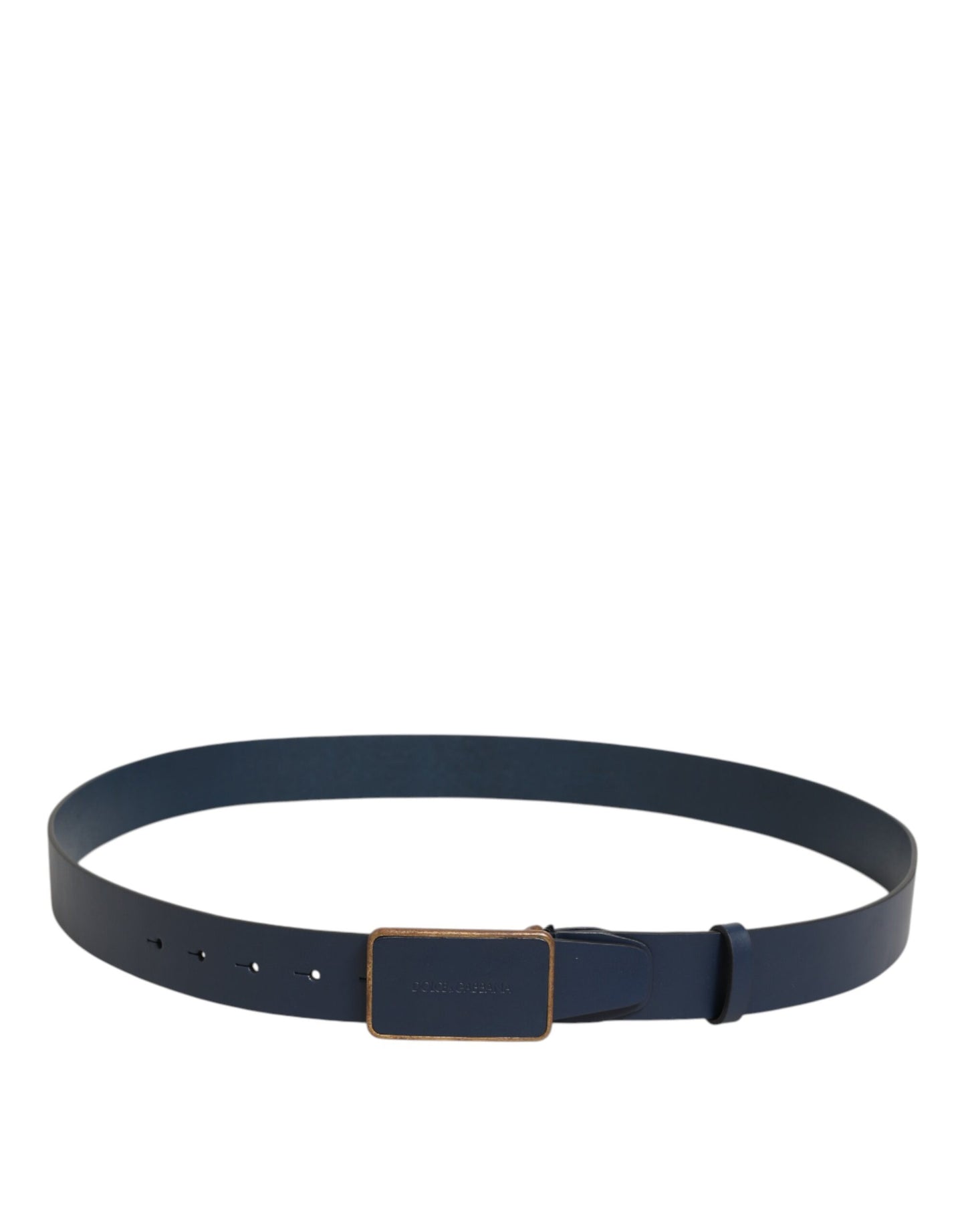 Dolce & Gabbana Blue Leather Classic Metal Logo Buckle Belt Curated Luxury Accessories by Orvyn