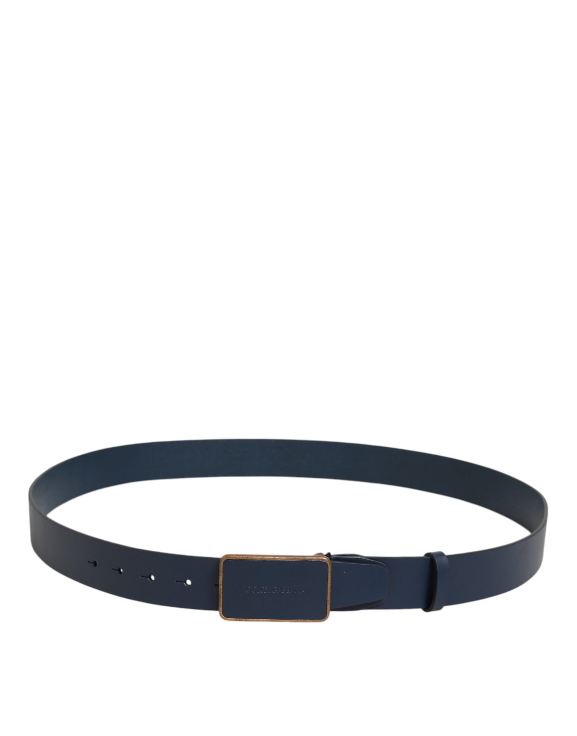 Dolce & Gabbana Blue Leather Classic Metal Logo Buckle Belt Curated Luxury Accessories by Orvyn
