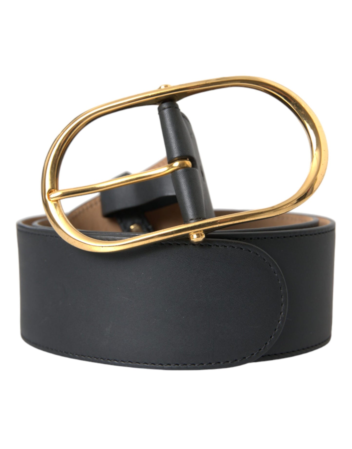 Dolce & Gabbana Black Leather Classic Metal Oval Buckle Belt Curated Luxury Accessories by Orvyn