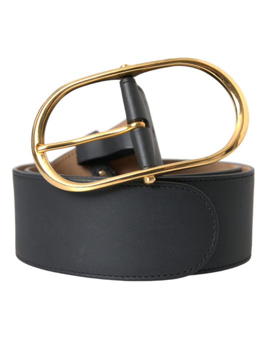 Dolce & Gabbana Black Leather Classic Metal Oval Buckle Belt Curated Luxury Accessories by Orvyn