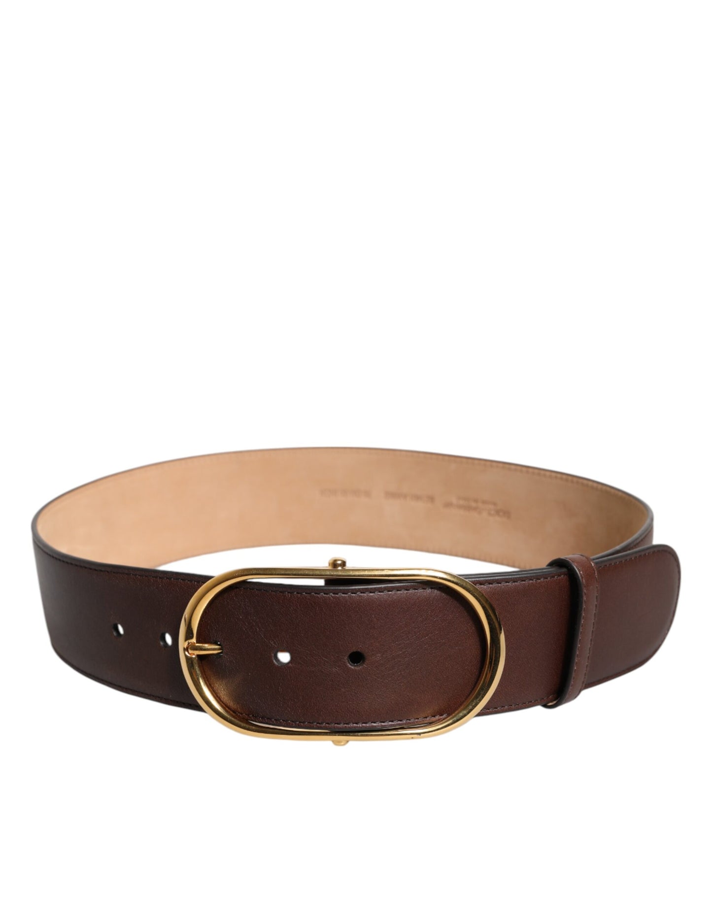 Dolce & Gabbana Brown Leather Classic Metal Oval Buckle Belt Curated Luxury Accessories by Orvyn
