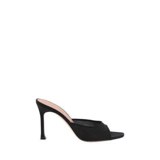 Amina Muaddi Black Nylon Stiletto Heel Sandals Curated Luxury Accessories by Orvyn